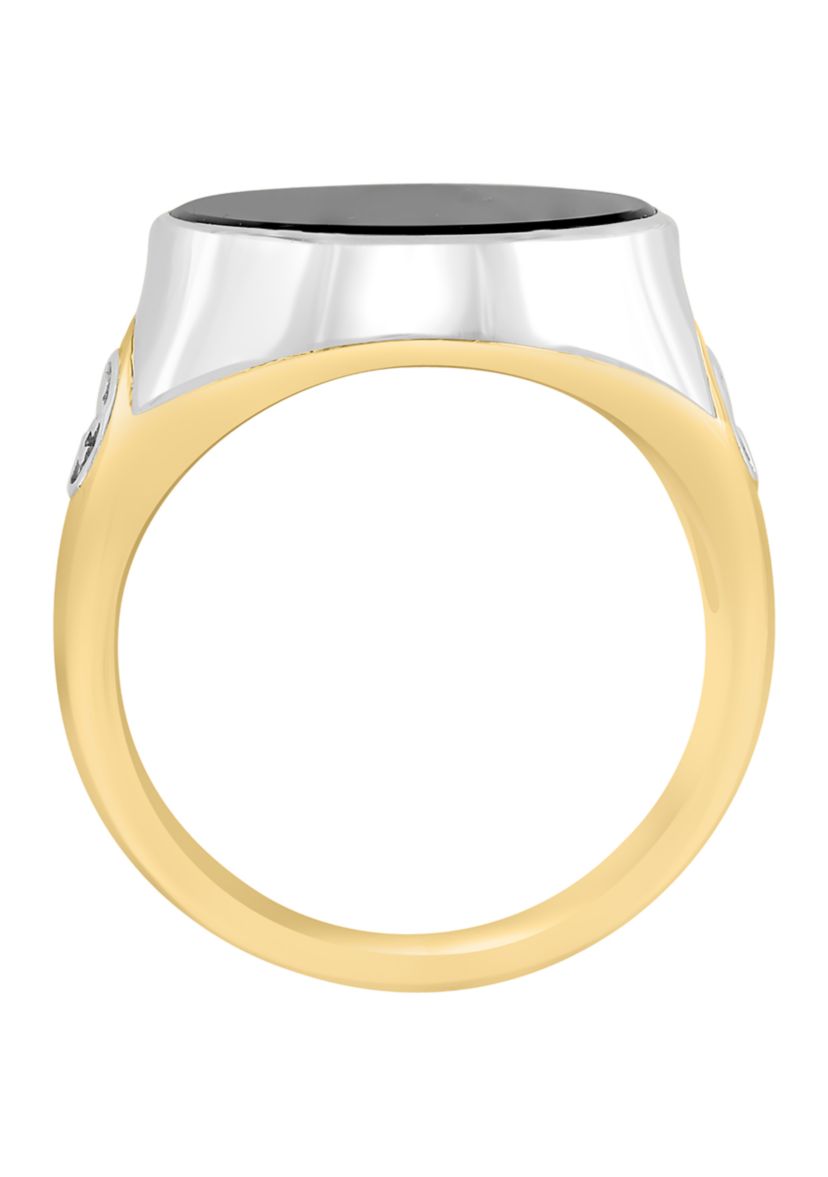 Mens Onyx Ring in Gold over Sterling Silver