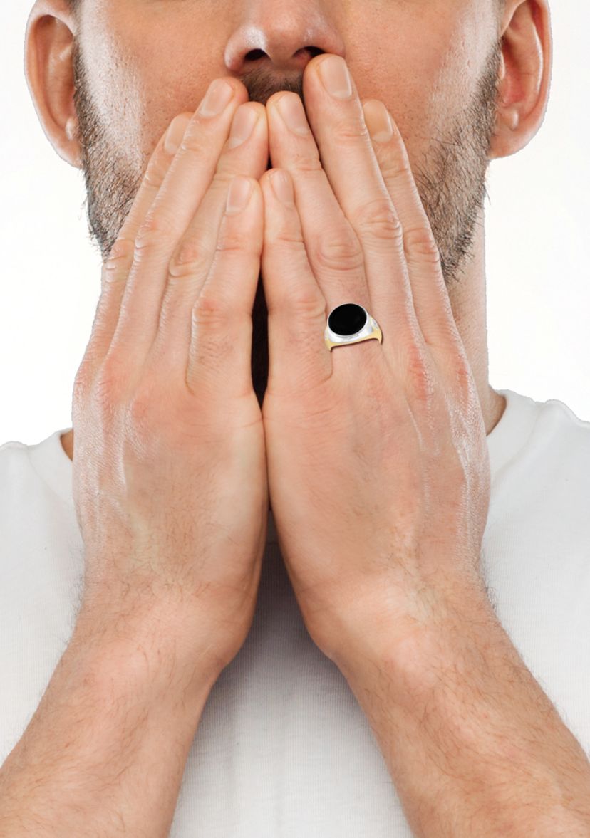 Mens Onyx Ring in Gold over Sterling Silver