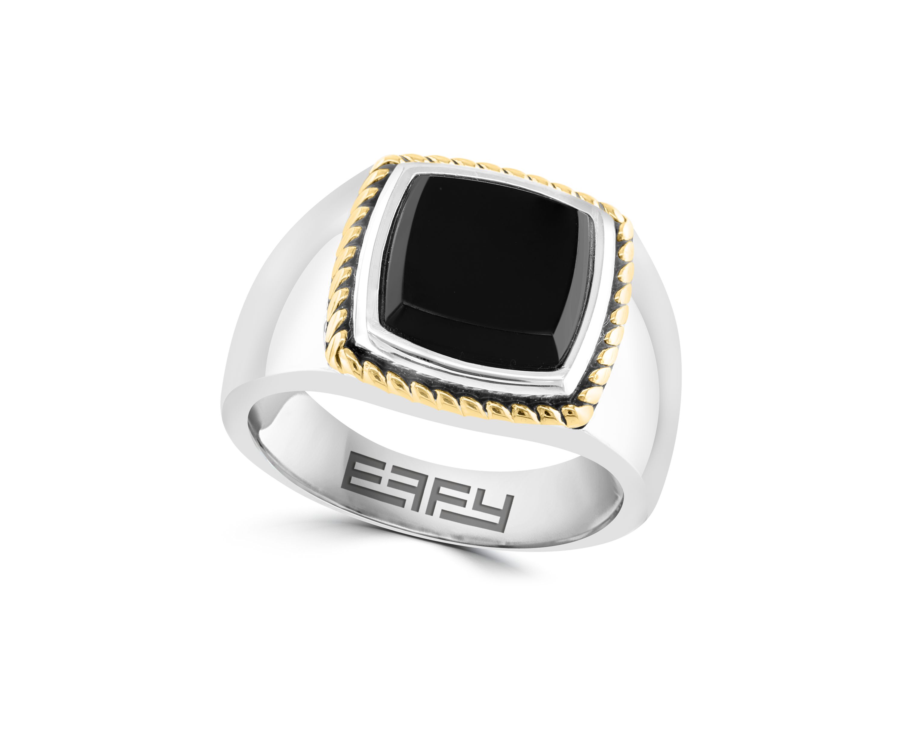 Mens Onyx Ring in Gold Over Silver