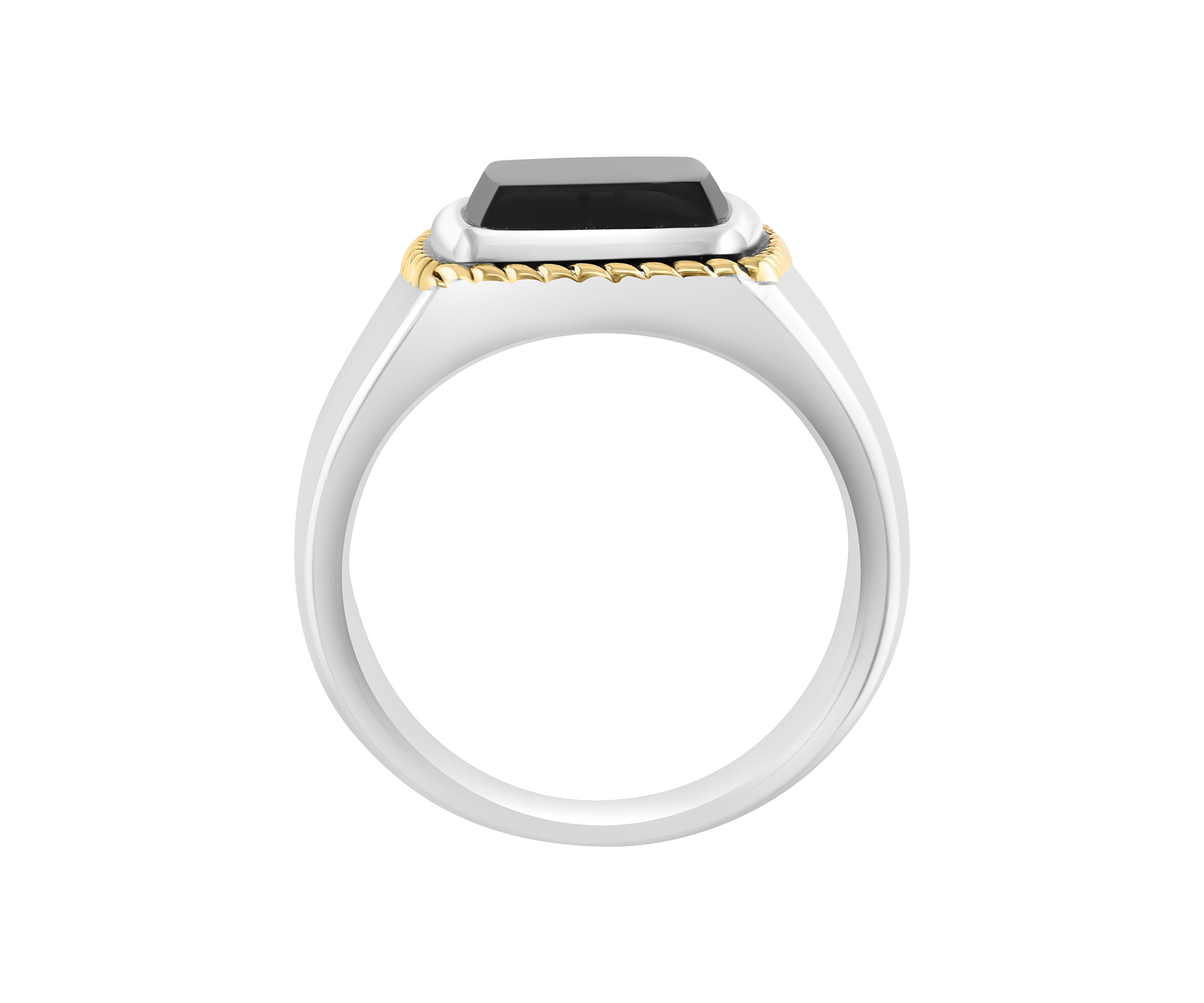 Mens Onyx Ring in Gold Over Silver