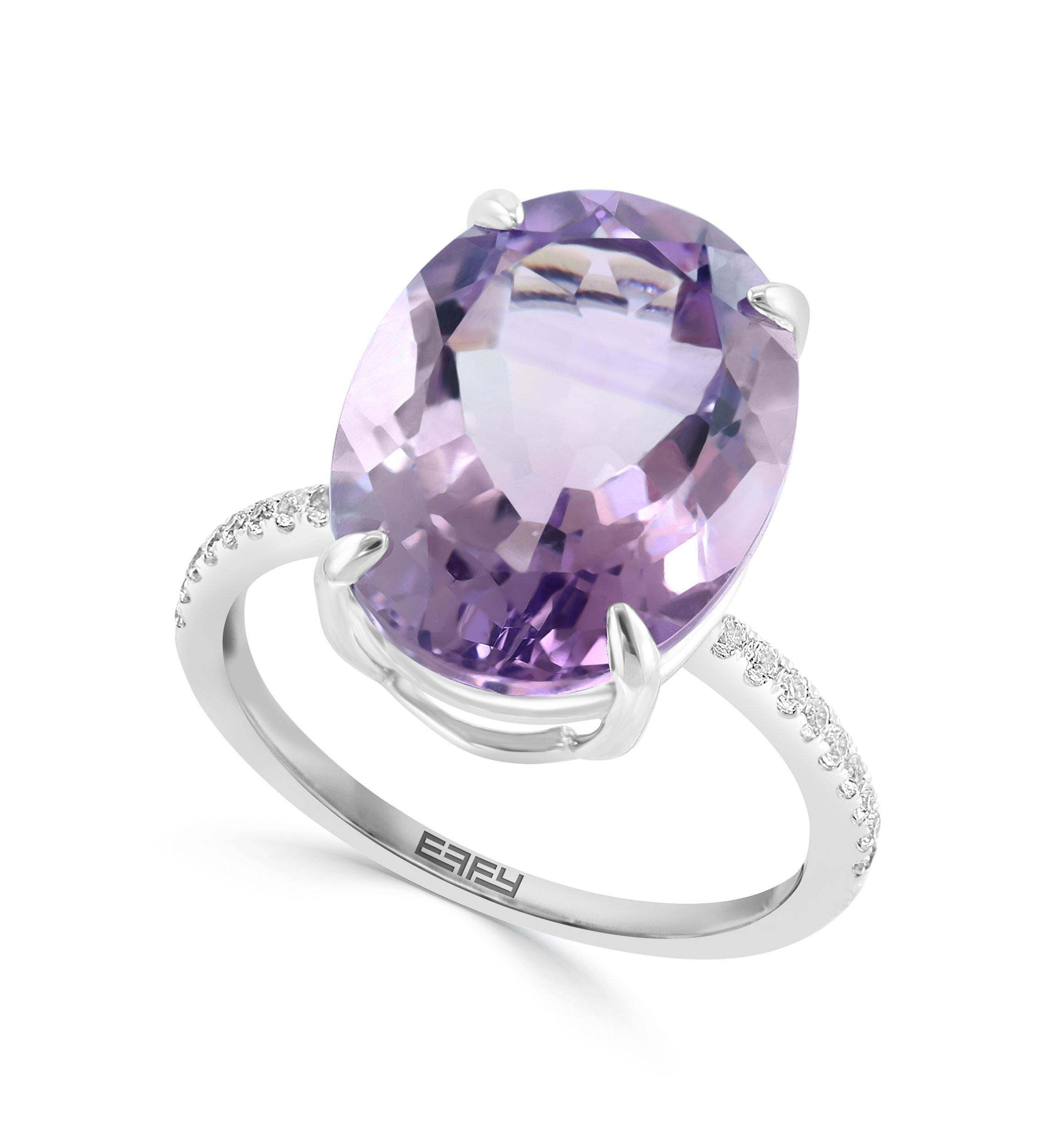 Sterling Silver, Amethyst, White Sapphire Ring 