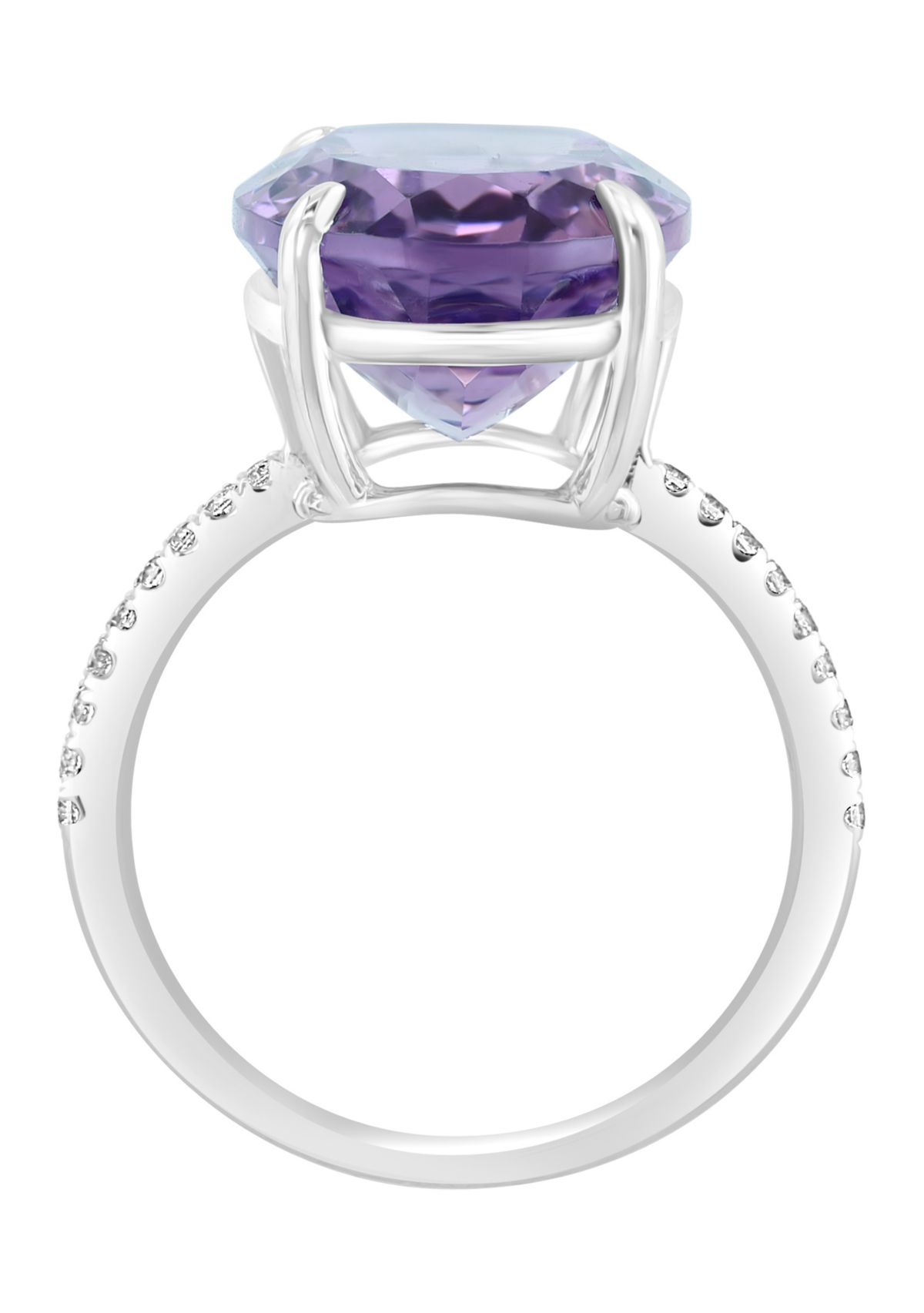 Sterling Silver, Amethyst, White Sapphire Ring 