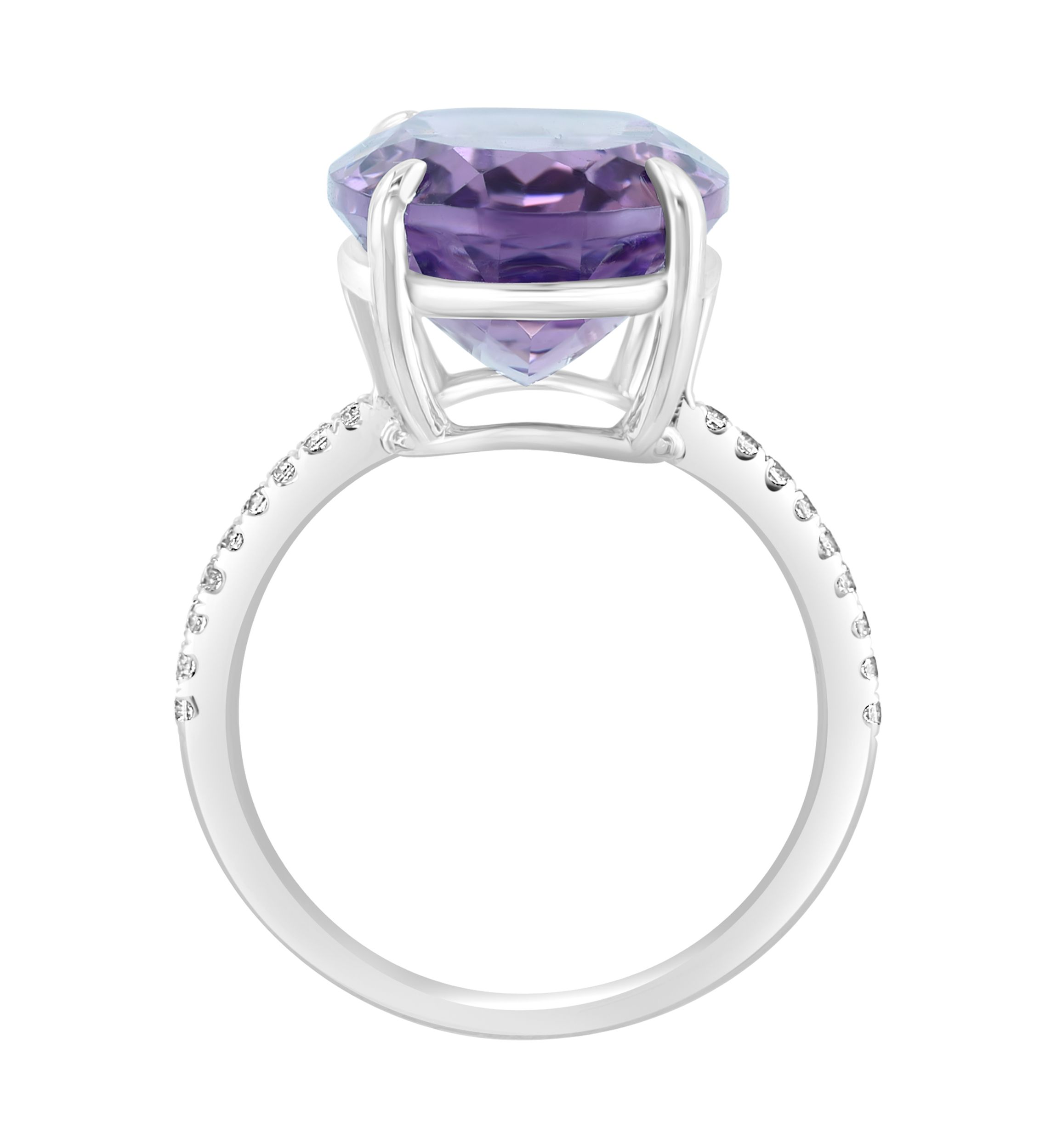 Sterling Silver, Amethyst, White Sapphire Ring 