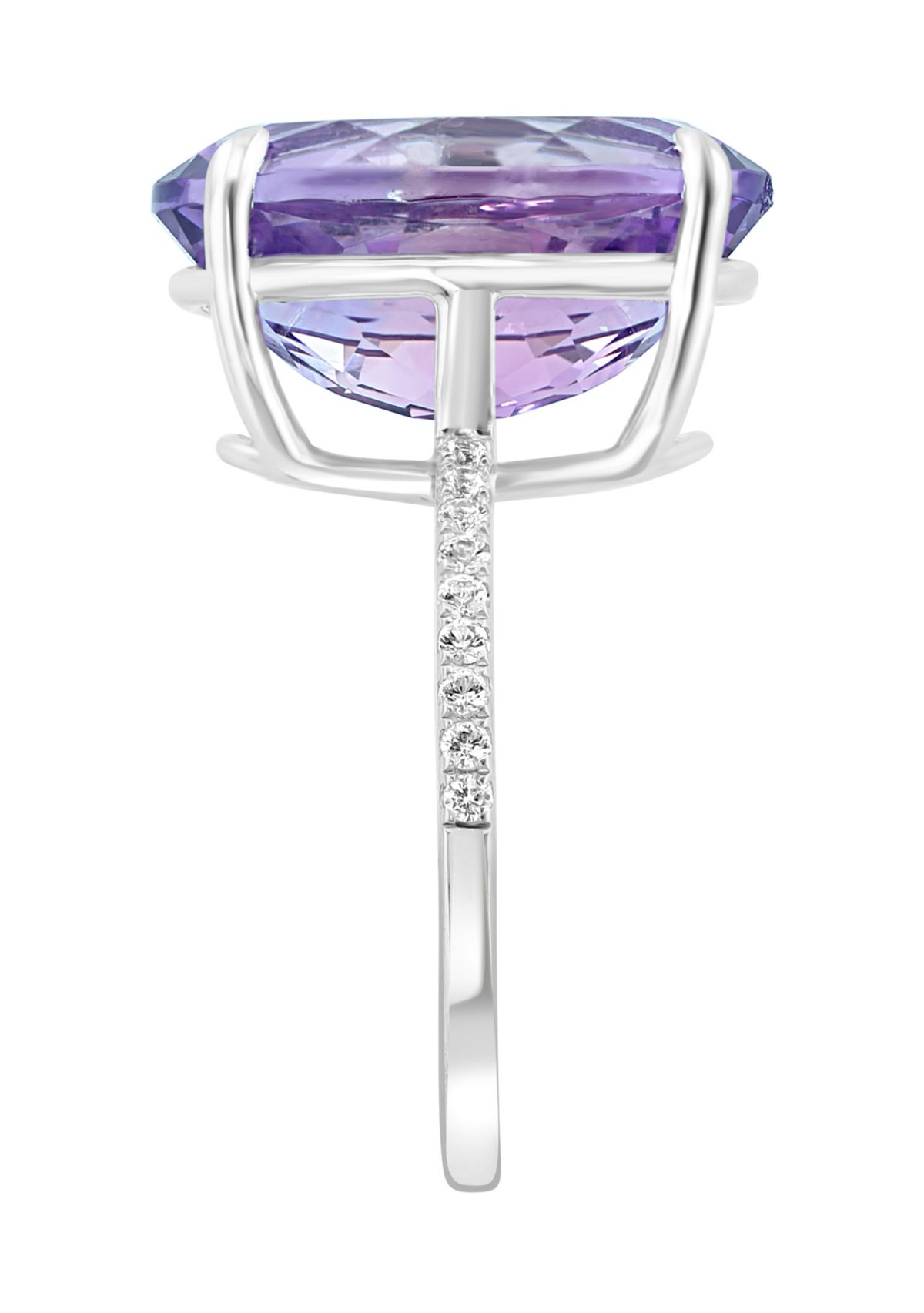 Sterling Silver, Amethyst, White Sapphire Ring 