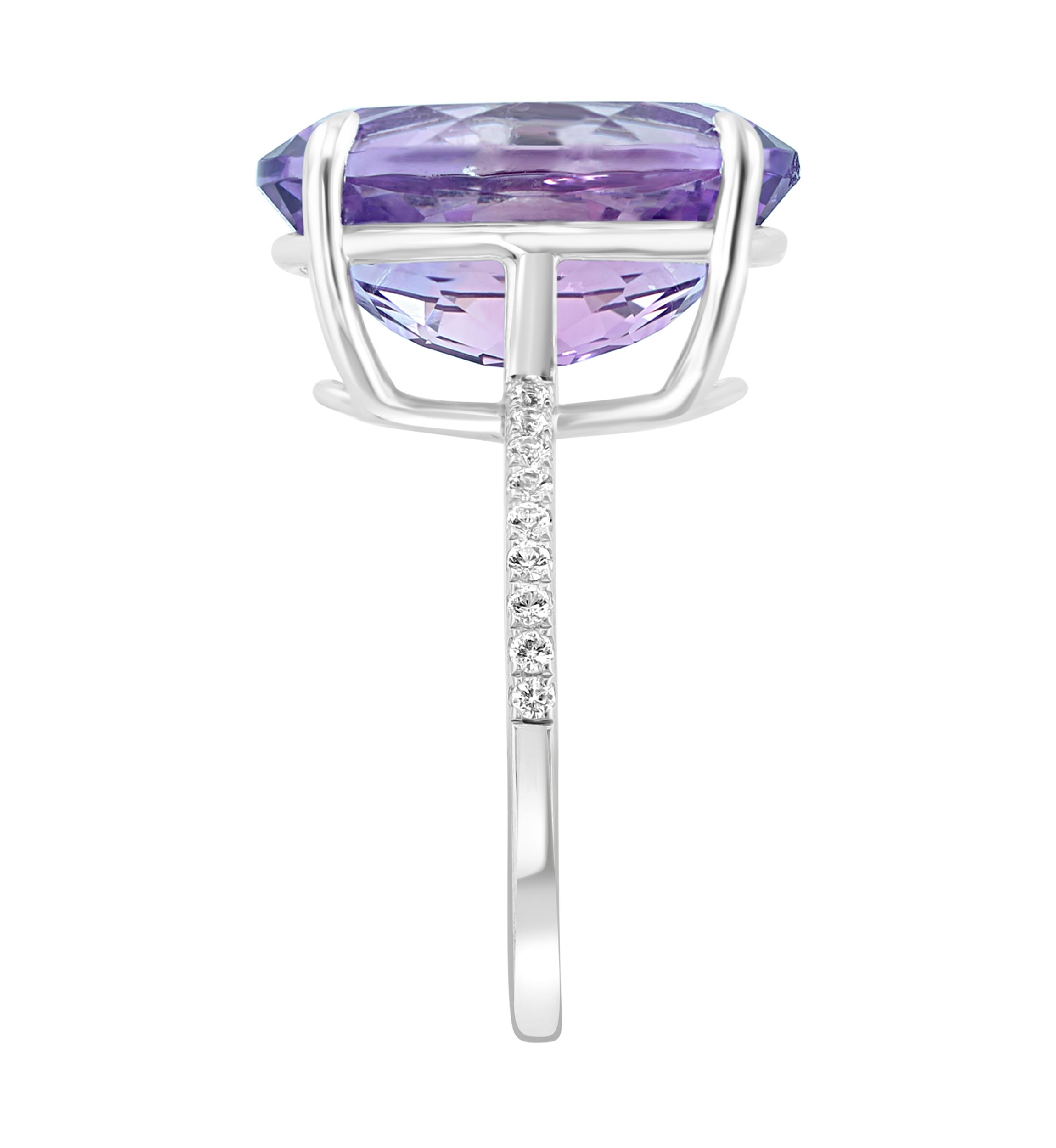 Sterling Silver, Amethyst, White Sapphire Ring 