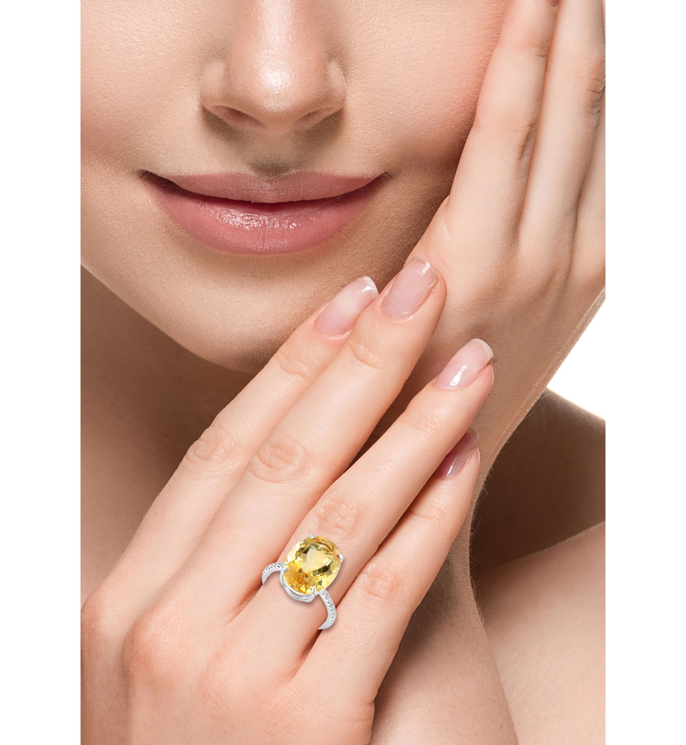 9.2 ct. t.w. Citrine and White Sapphire Ring in Sterling Silver