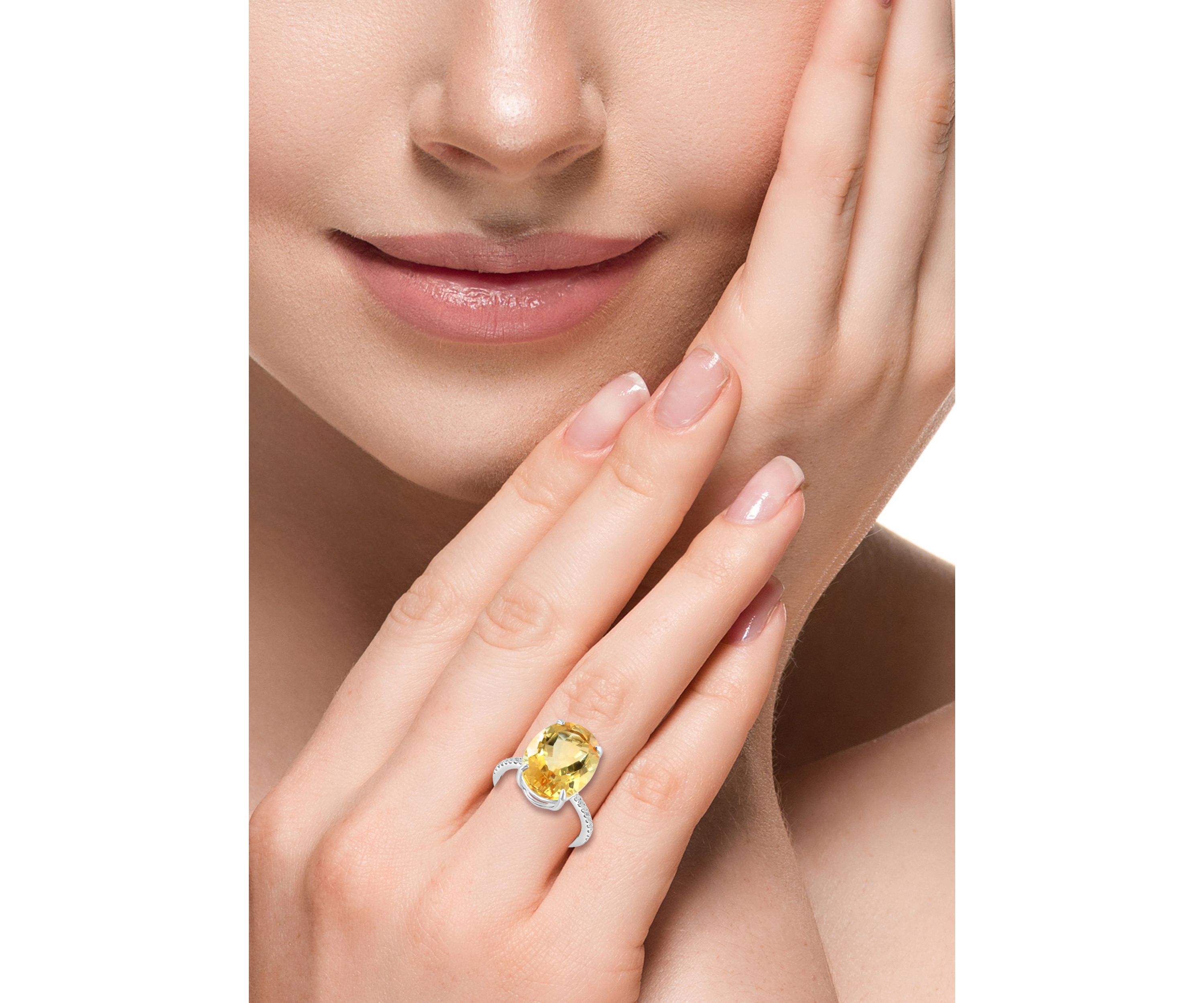 9.2 ct. t.w. Citrine and White Sapphire Ring in Sterling Silver