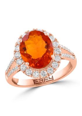 Effy Diamond and Mexican Fire Opal Ring in 14K Rose Gold, 7
