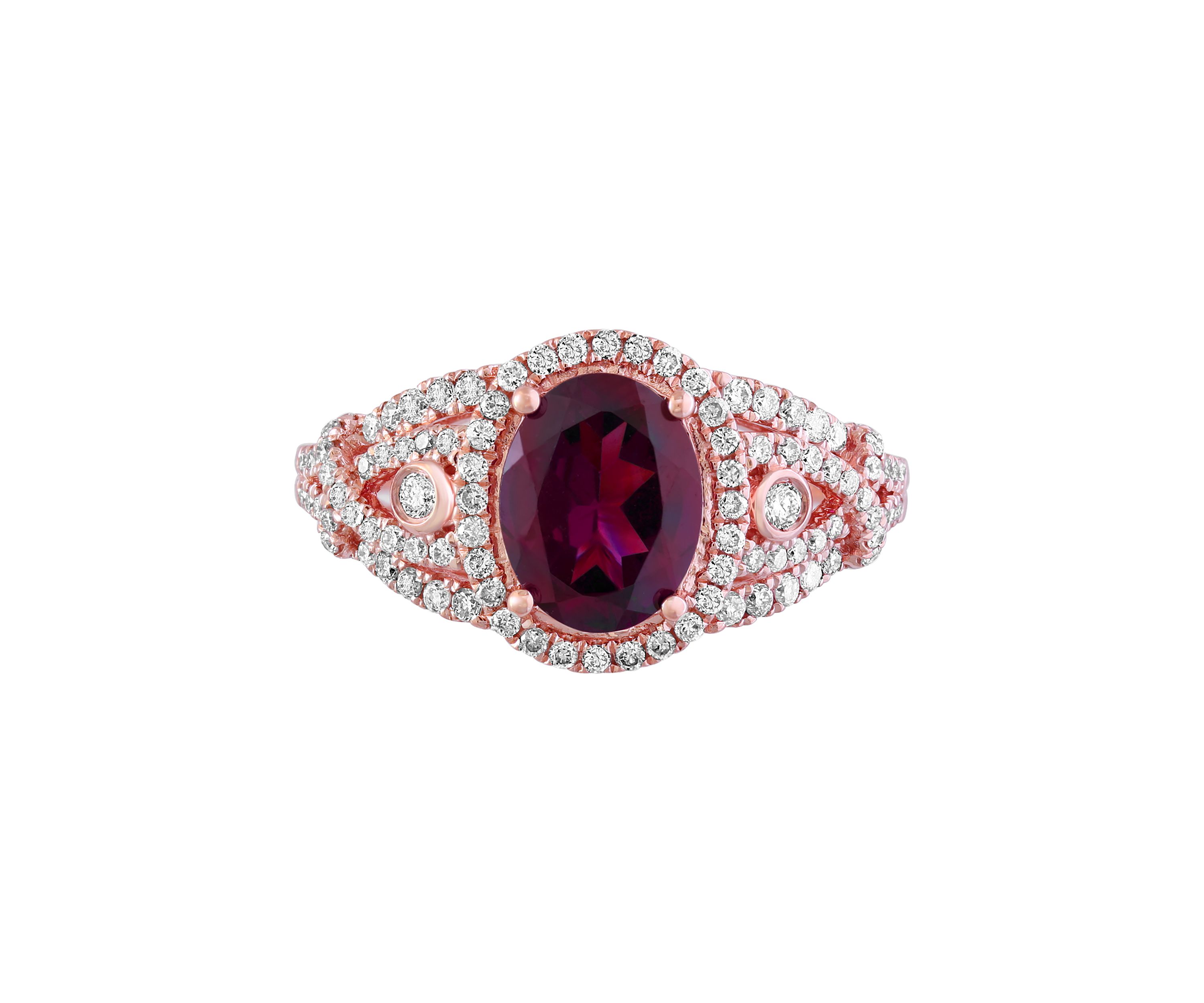 1/2 ct. t.w. Diamond and 2.3 ct. t.w. Rhodolite Ring in 14K Rose Gold