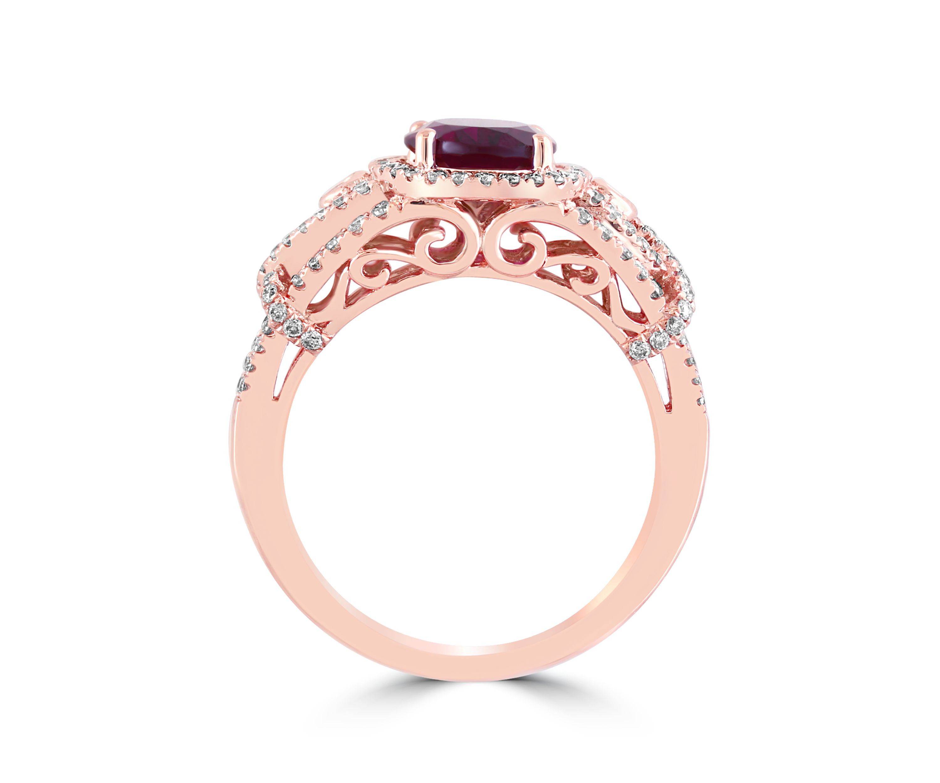 1/2 ct. t.w. Diamond and 2.3 ct. t.w. Rhodolite Ring in 14K Rose Gold