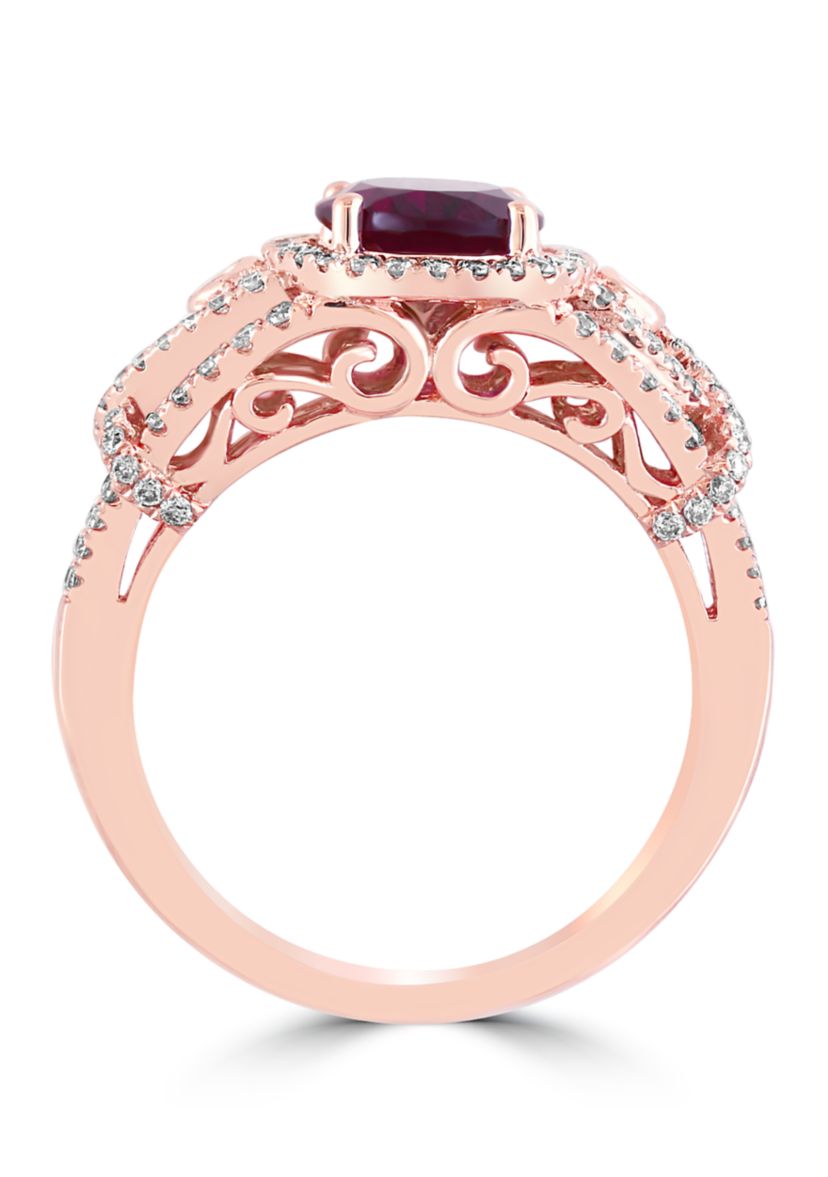 1/2 ct. t.w. Diamond and 2.3 ct. t.w. Rhodolite Ring in 14K Rose Gold