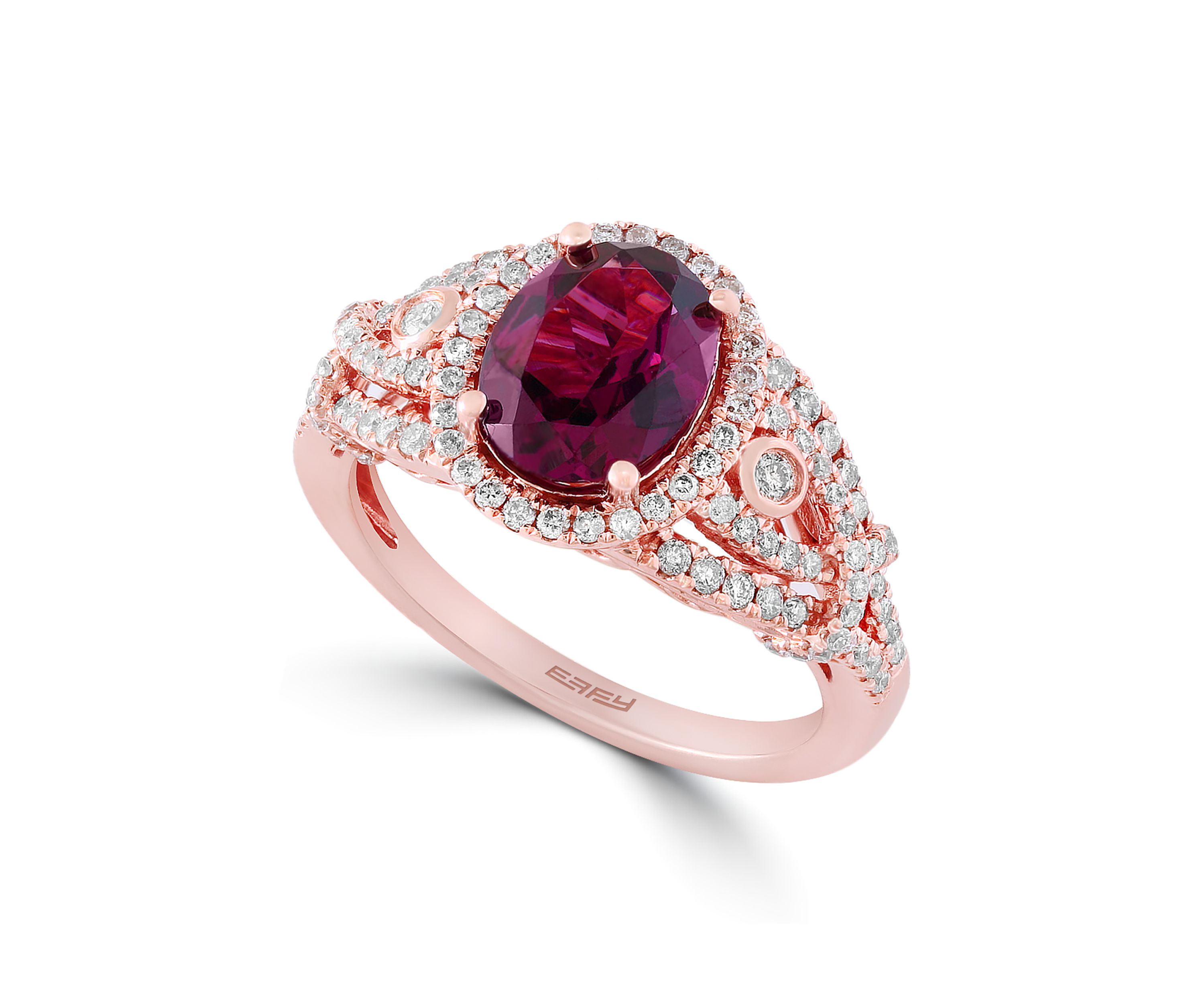 1/2 ct. t.w. Diamond and 2.3 ct. t.w. Rhodolite Ring in 14K Rose Gold