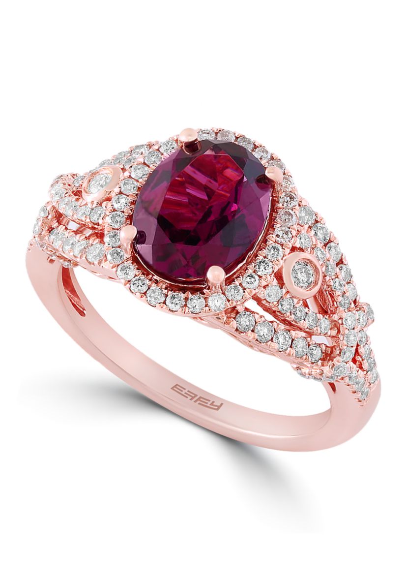 1/2 ct. t.w. Diamond and 2.3 ct. t.w. Rhodolite Ring in 14K Rose Gold