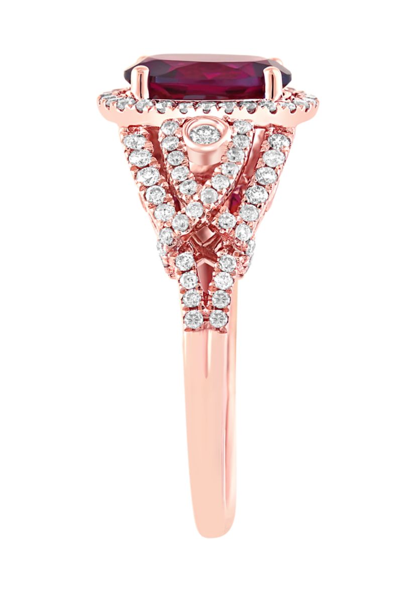 1/2 ct. t.w. Diamond and 2.3 ct. t.w. Rhodolite Ring in 14K Rose Gold