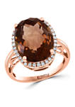 1/4 ct. t.w. Diamond and 9.6 ct. t.w. Smoky Quartz Ring in 14K Rose Gold 