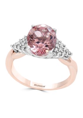 Effy 14K Rose Gold Diamond And Morganite Ring