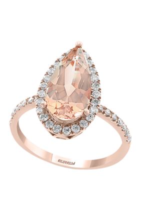 Effy 3/8 Ct. T.w. Diamond And 2.65 Ct. T.w. Morganite Ring In 14K Rose Gold, 7 -  0617892689666