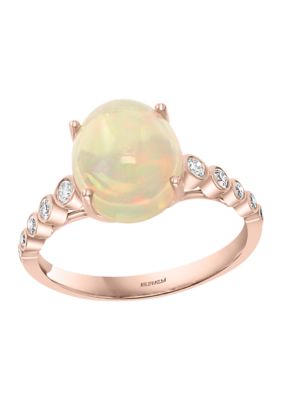 Effy 14K Rose Gold 1/5 Ct. T.w. Diamond And 2.56 Ct. T.w. Ethiopian Opal Ring, 7 -  0617892755767