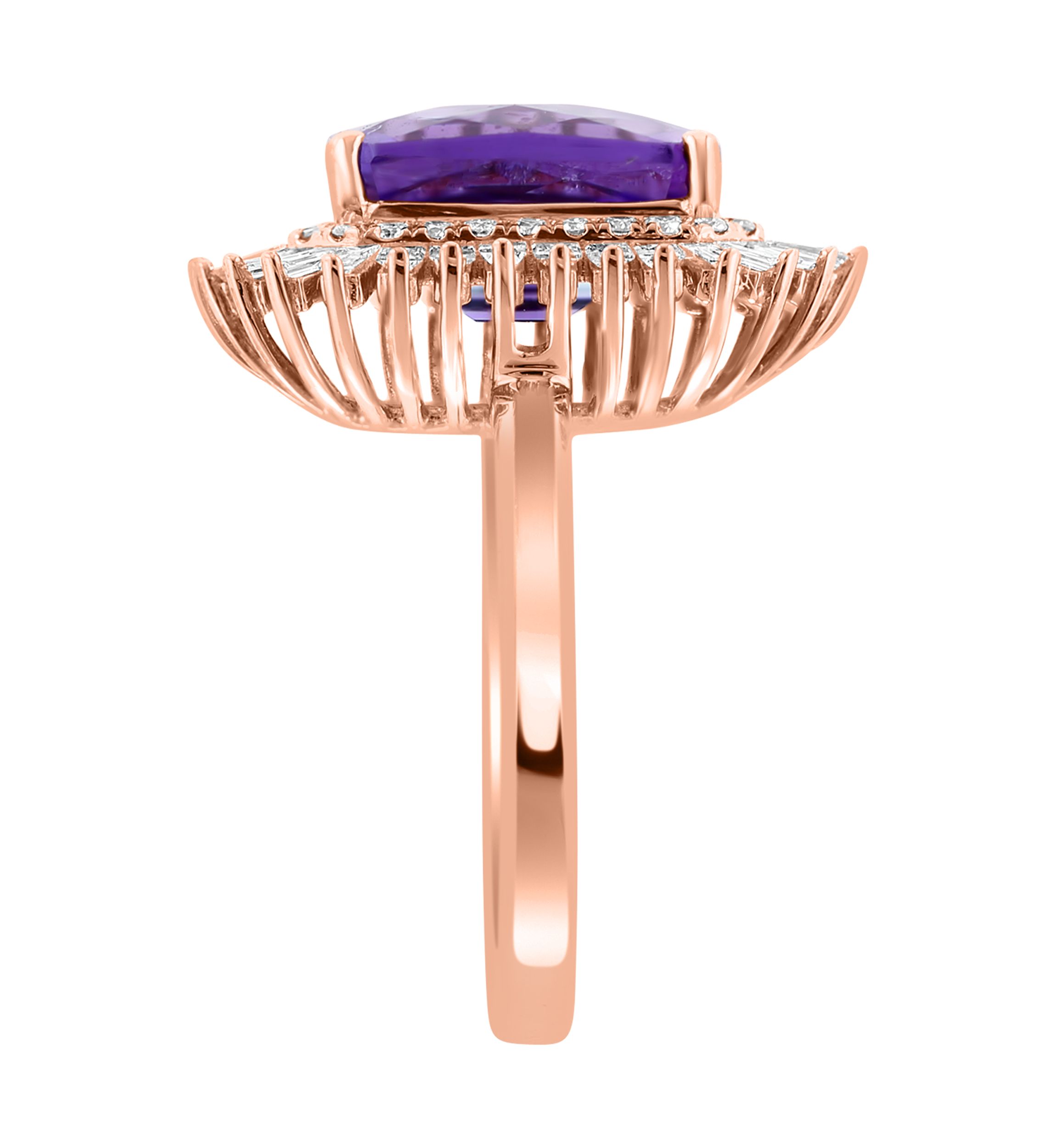 Diamond and Amethyst Ring in 14K Rose Gold