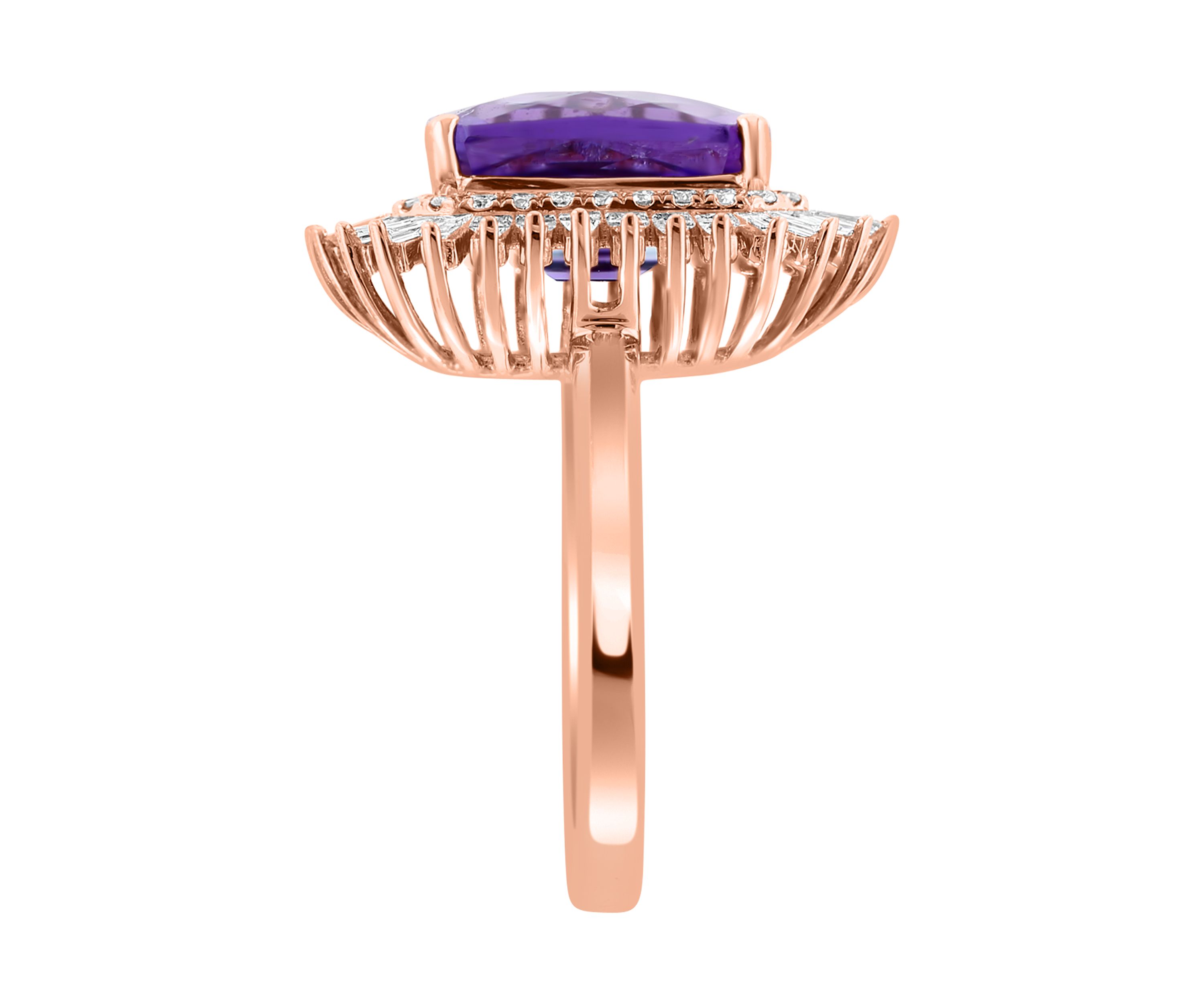 Diamond and Amethyst Ring in 14K Rose Gold