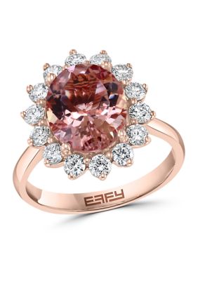 Effy 3/4 Ct. T.w. Diamond And 3.15 Ct. T.w. Morganite Ring In 14K Rose Gold