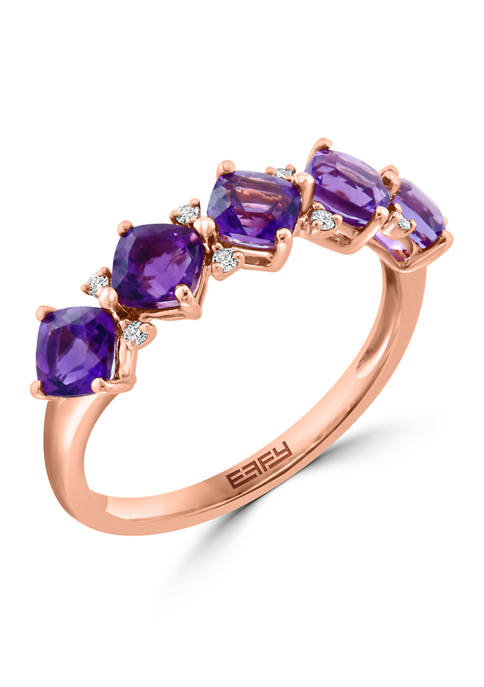 Effy® 14K Rose Gold Diamond and Amethyst Ring