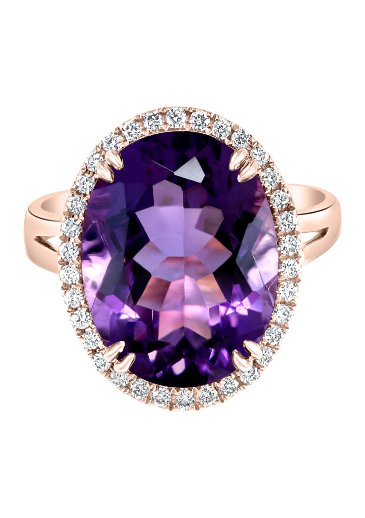 1/4 ct. t.w. Diamond and 8.25 ct. t.w. Amethyst Ring in 14K Rose Gold 