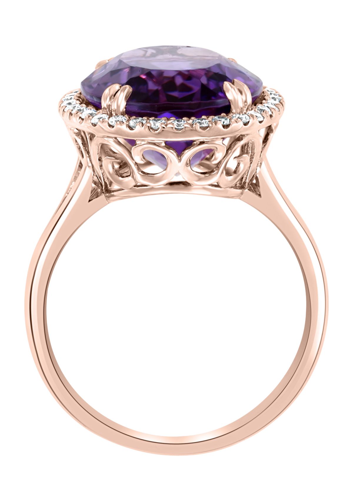 1/4 ct. t.w. Diamond and 8.25 ct. t.w. Amethyst Ring in 14K Rose Gold 