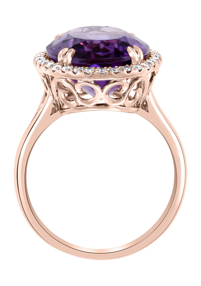 1/4 ct. t.w. Diamond and 8.25 ct. t.w. Amethyst Ring in 14K Rose Gold 
