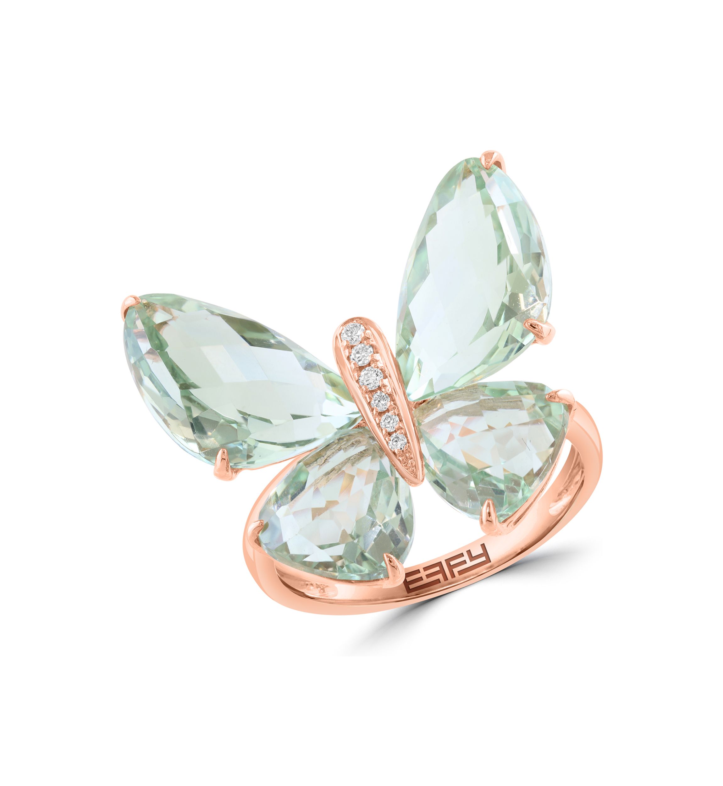 11.5 ct. t.w. Green Amethyst, 1/10 ct. t.w. Diamond Ring in 14K Rose Gold