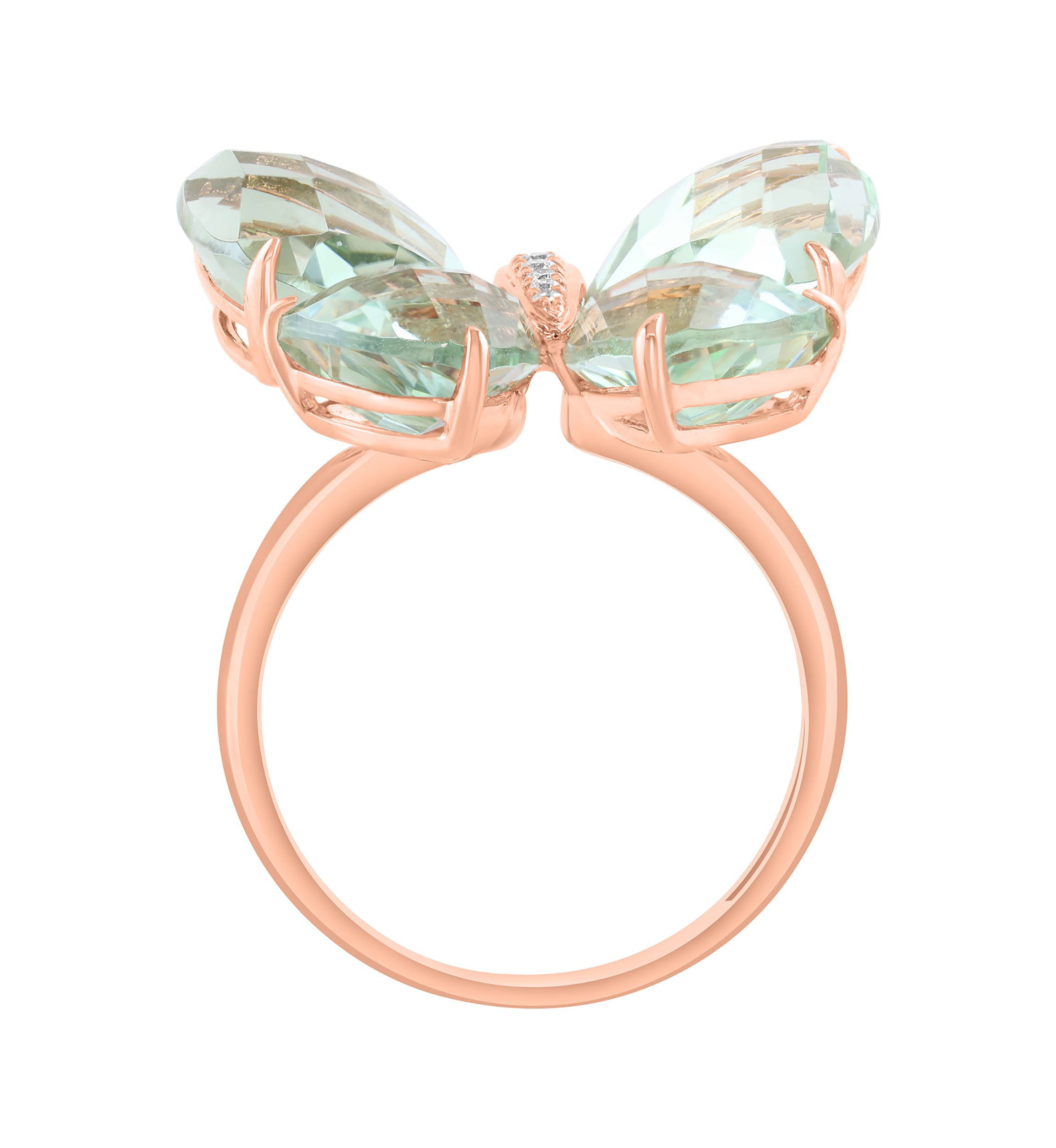 11.5 ct. t.w. Green Amethyst, 1/10 ct. t.w. Diamond Ring in 14K Rose Gold