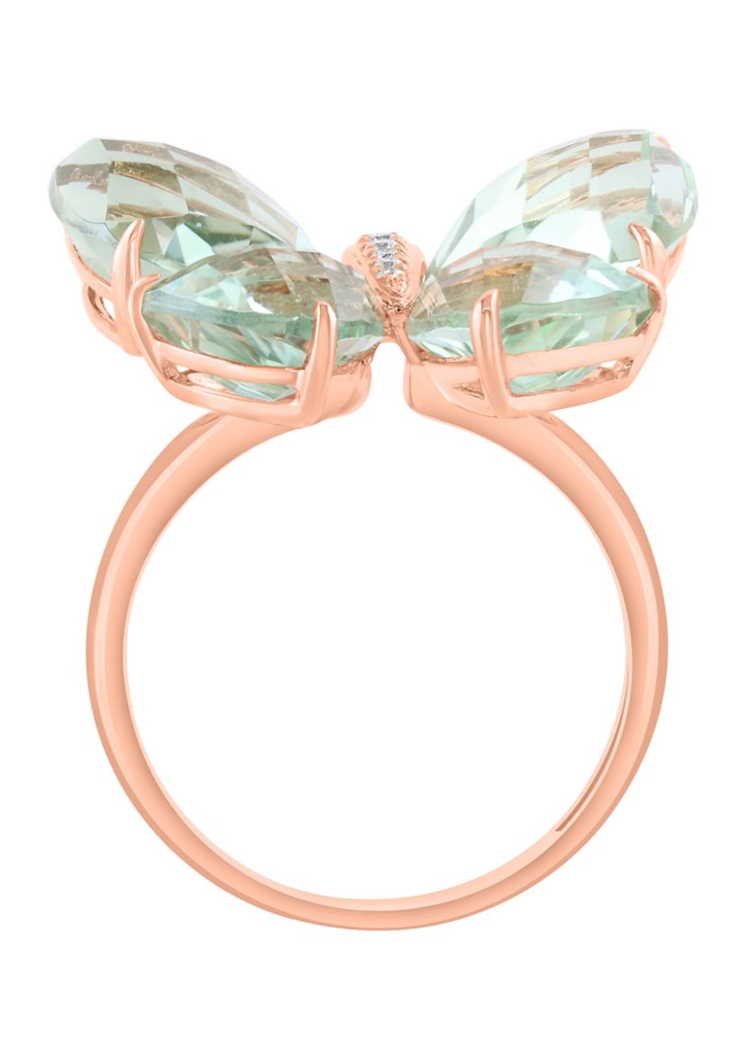 11.5 ct. t.w. Green Amethyst, 1/10 ct. t.w. Diamond Ring in 14K Rose Gold