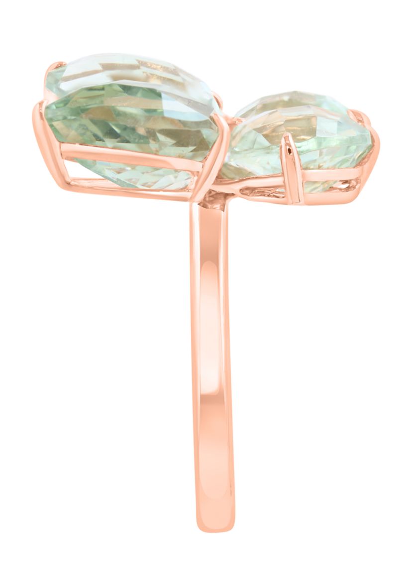 11.5 ct. t.w. Green Amethyst, 1/10 ct. t.w. Diamond Ring in 14K Rose Gold