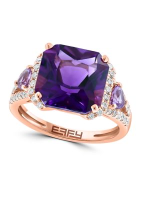 Effy 3/8 Ct. T.w. Diamond, Amethyst And Pink Amethyst In 14K Rose Gold