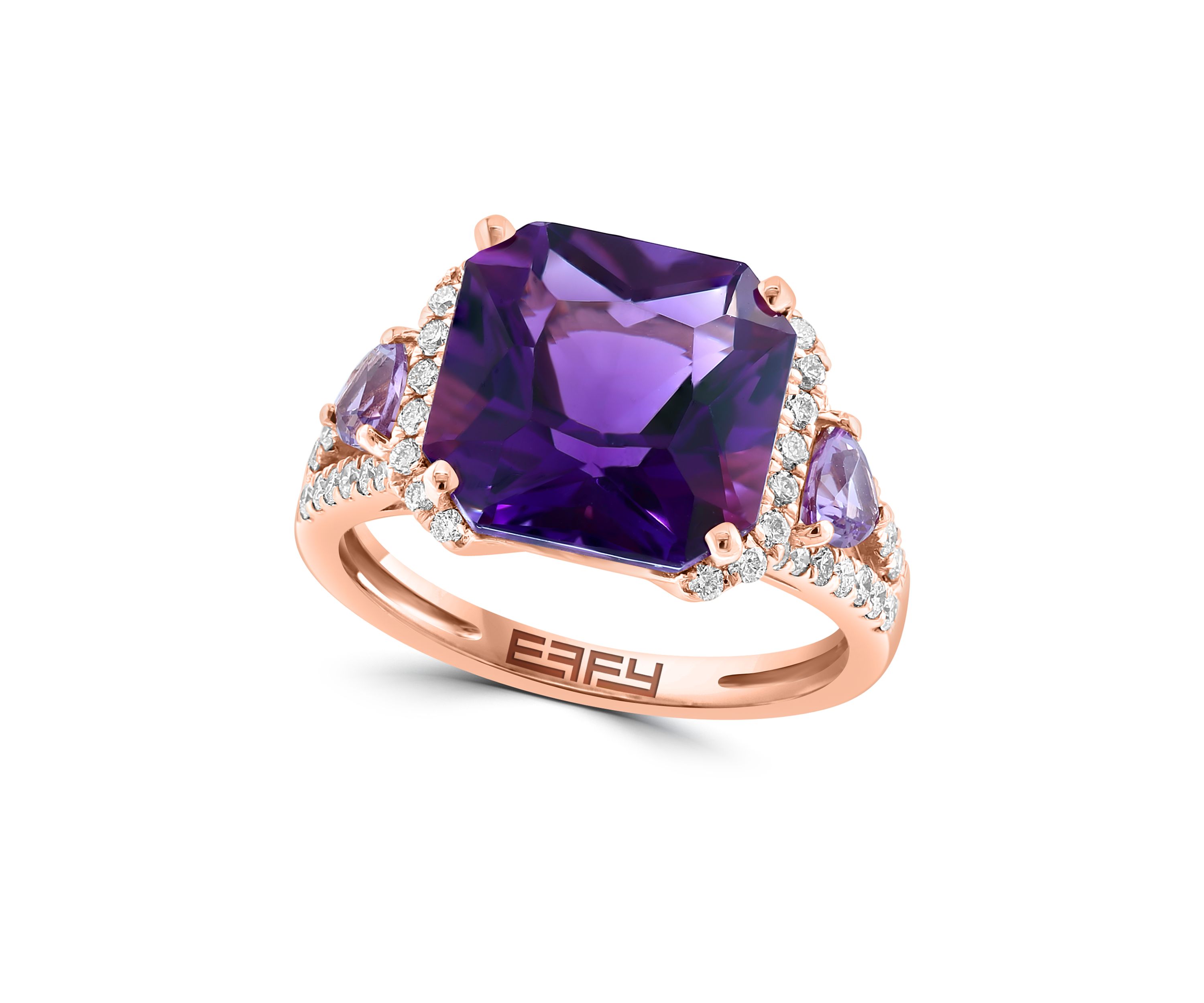 3/8 ct. t.w. Diamond, Amethyst and Pink Amethyst in 14K Rose Gold