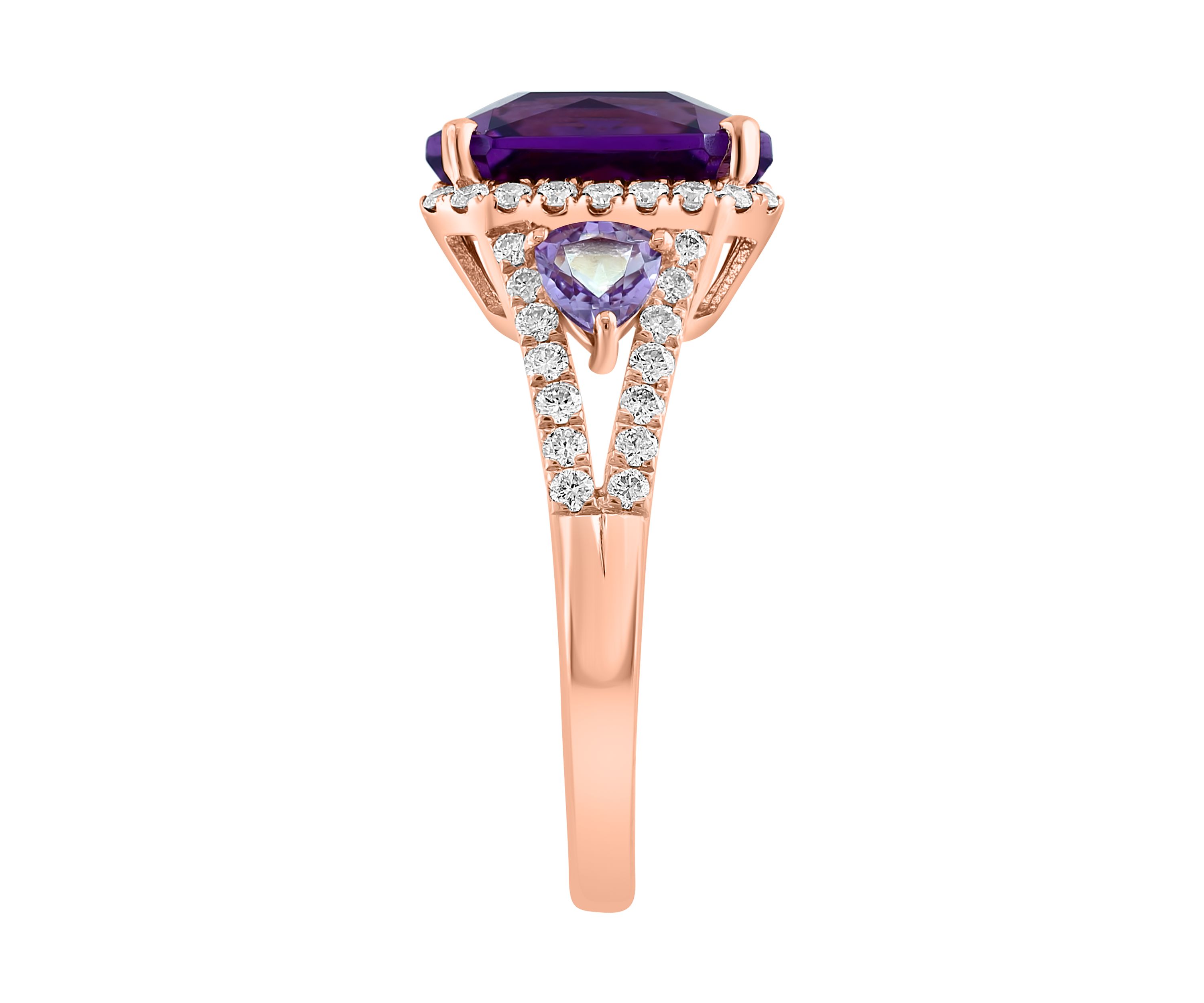 3/8 ct. t.w. Diamond, Amethyst and Pink Amethyst in 14K Rose Gold