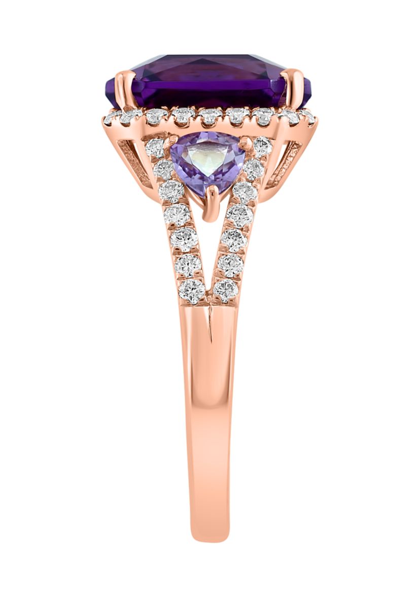 3/8 ct. t.w. Diamond, Amethyst and Pink Amethyst in 14K Rose Gold