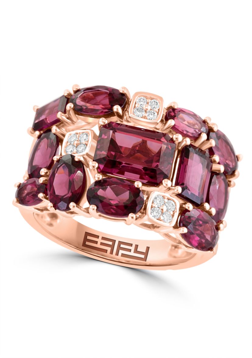 Diamond and Rhodolite Ring in 14K Rose Gold