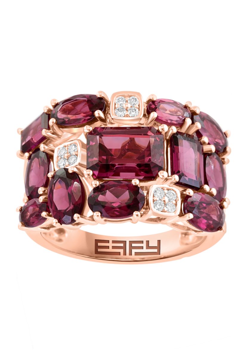 Diamond and Rhodolite Ring in 14K Rose Gold