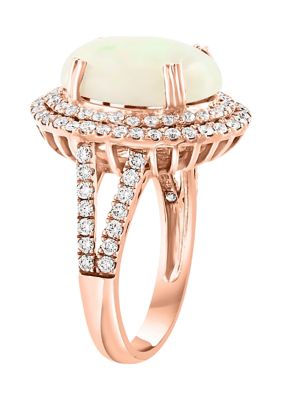 Effy 3.9 Ct. T.w. Opal And 0.95 Ct. T.w. Diamond Ring In 14K Rose Gold