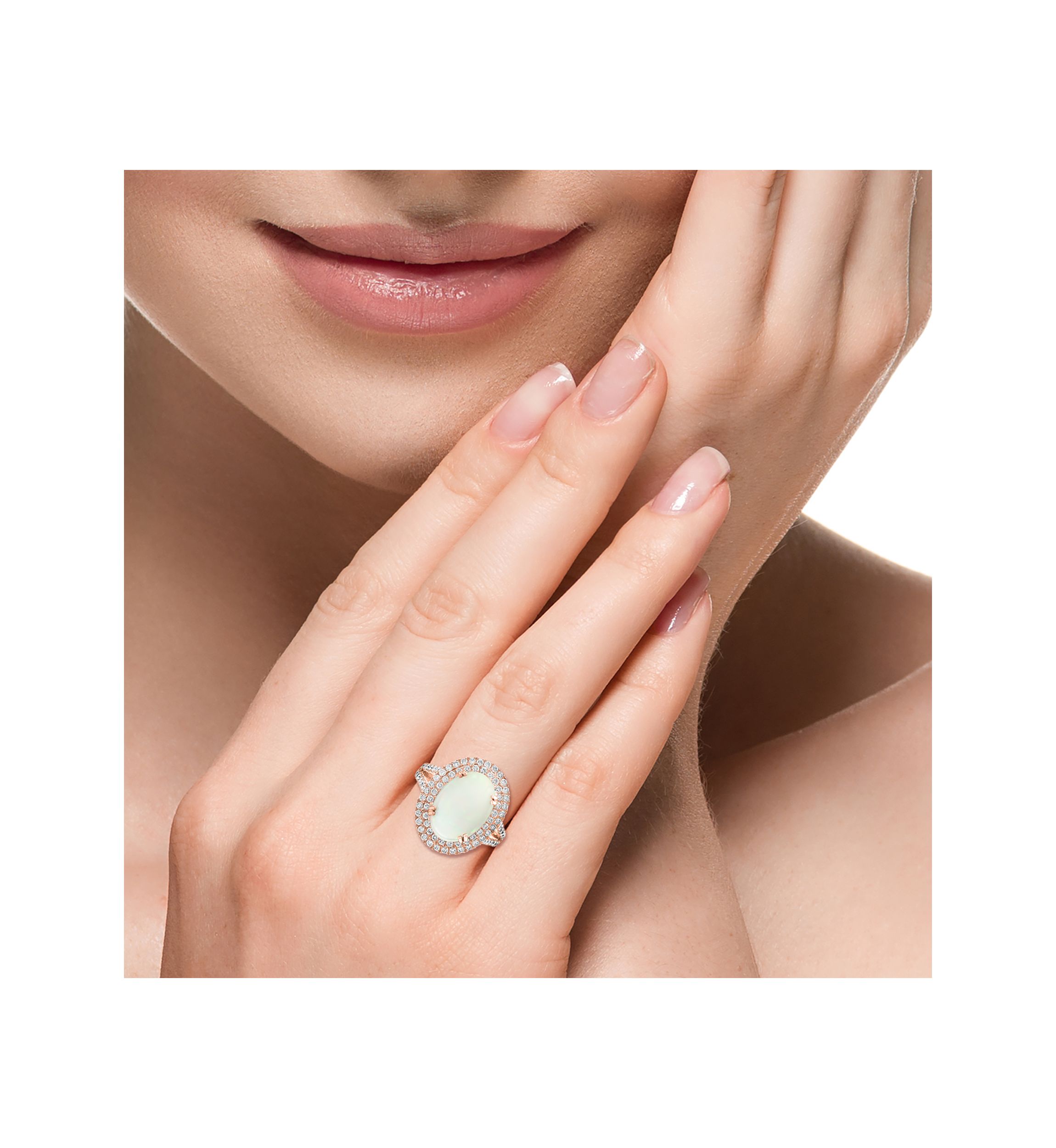 3.9 ct. t.w. Opal and 0.95 ct. t.w. Diamond Ring in 14k Rose Gold