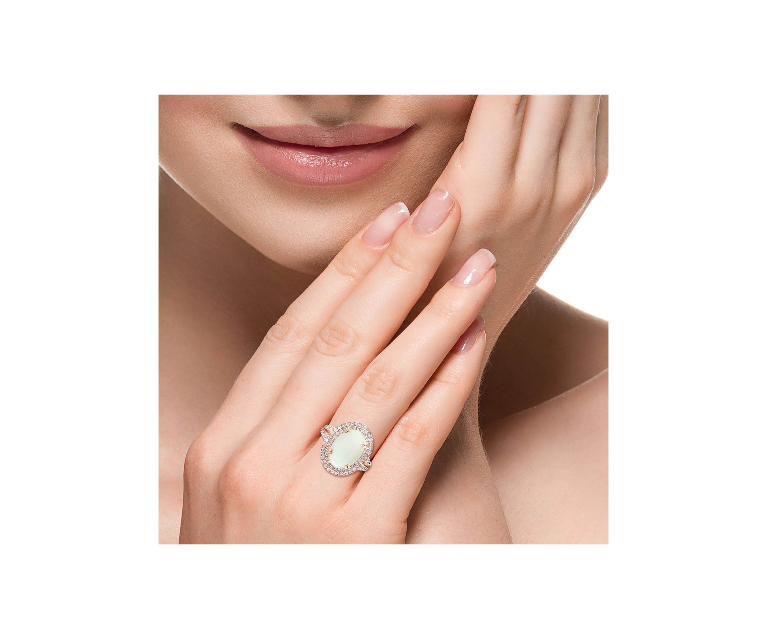 3.9 ct. t.w. Opal and 0.95 ct. t.w. Diamond Ring in 14k Rose Gold
