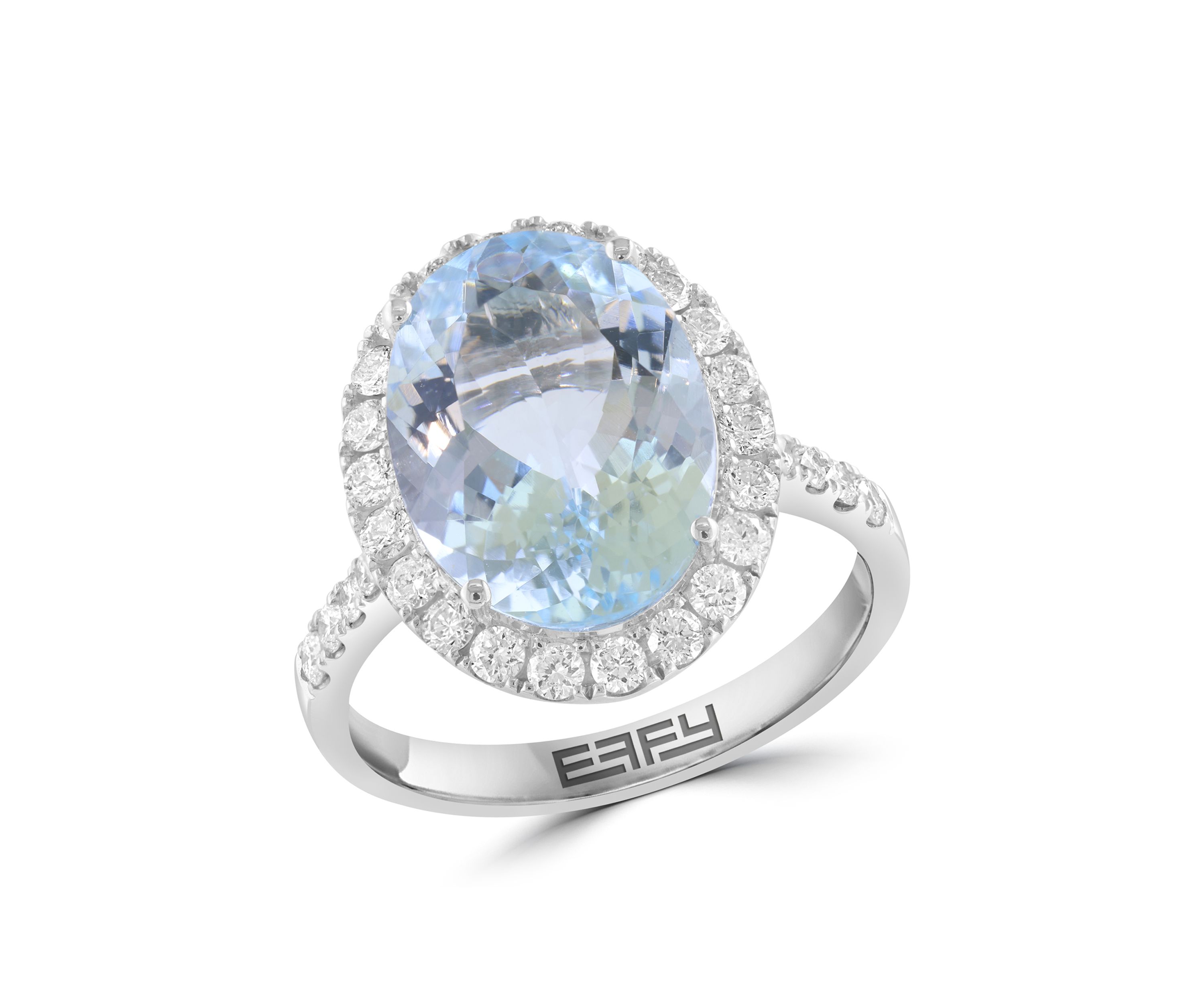 3/4 ct. t.w. Diamond, 5.5 ct. t.w. Aquamarine Ring in 14K White Gold