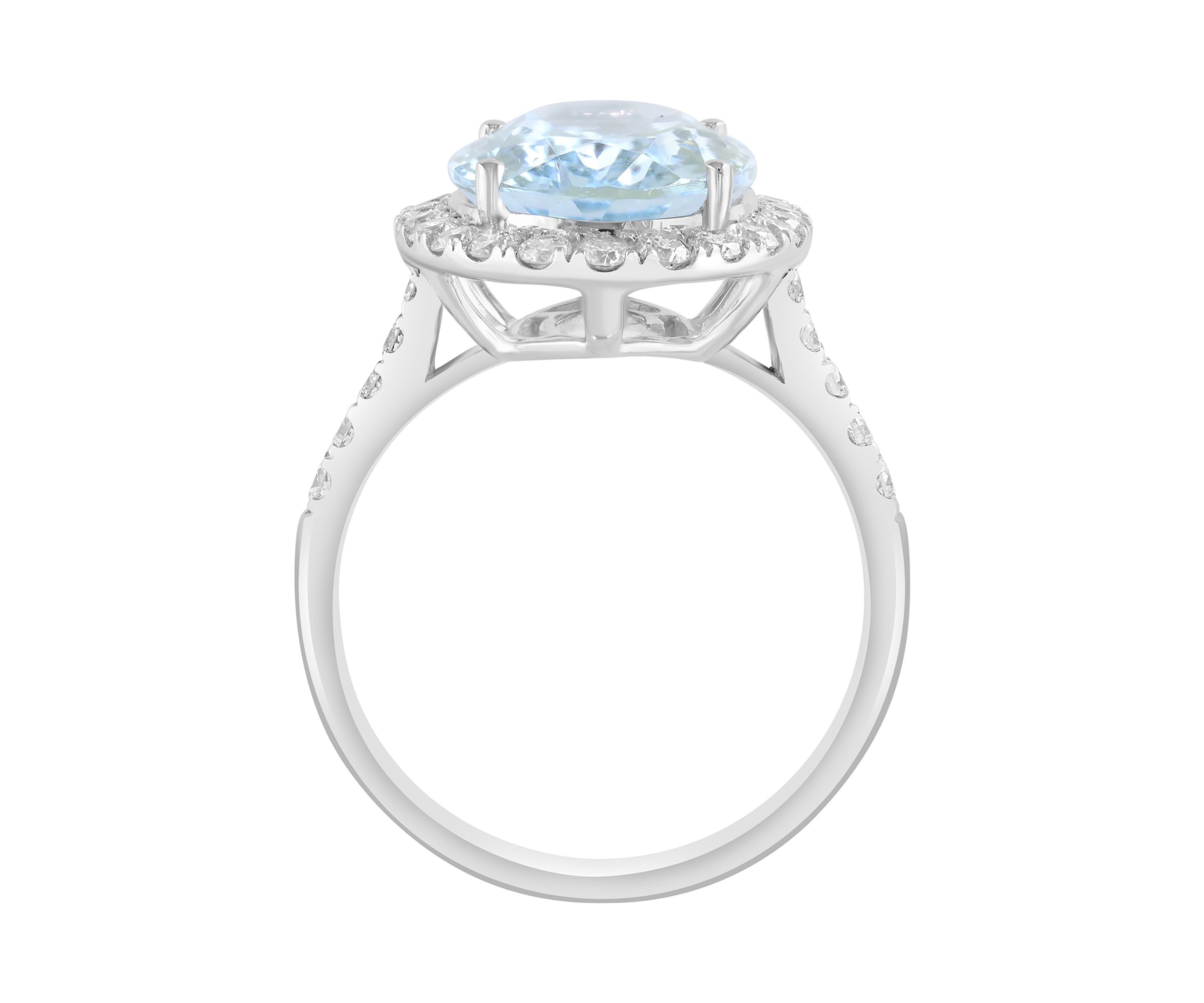 3/4 ct. t.w. Diamond, 5.5 ct. t.w. Aquamarine Ring in 14K White Gold