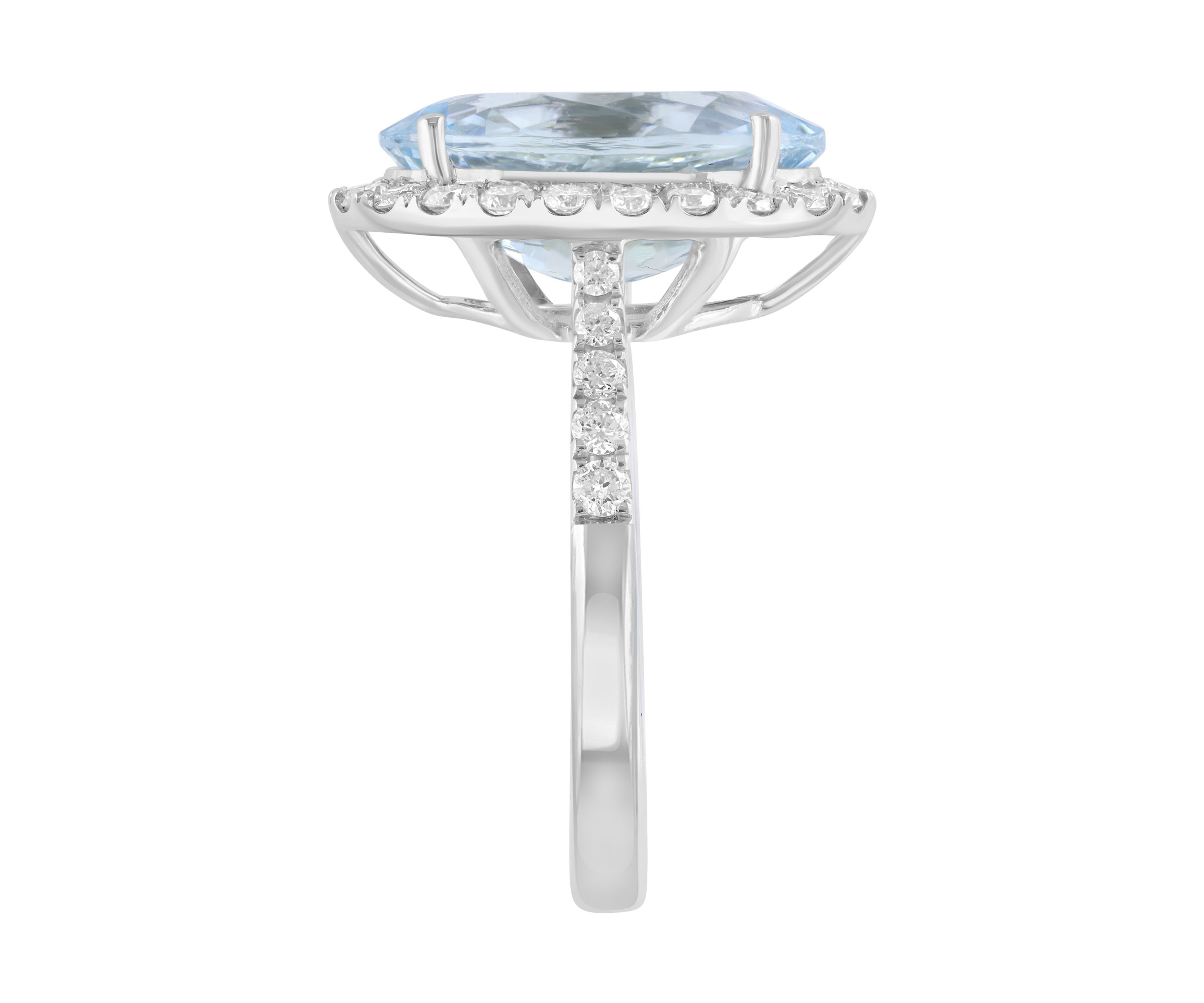 3/4 ct. t.w. Diamond, 5.5 ct. t.w. Aquamarine Ring in 14K White Gold