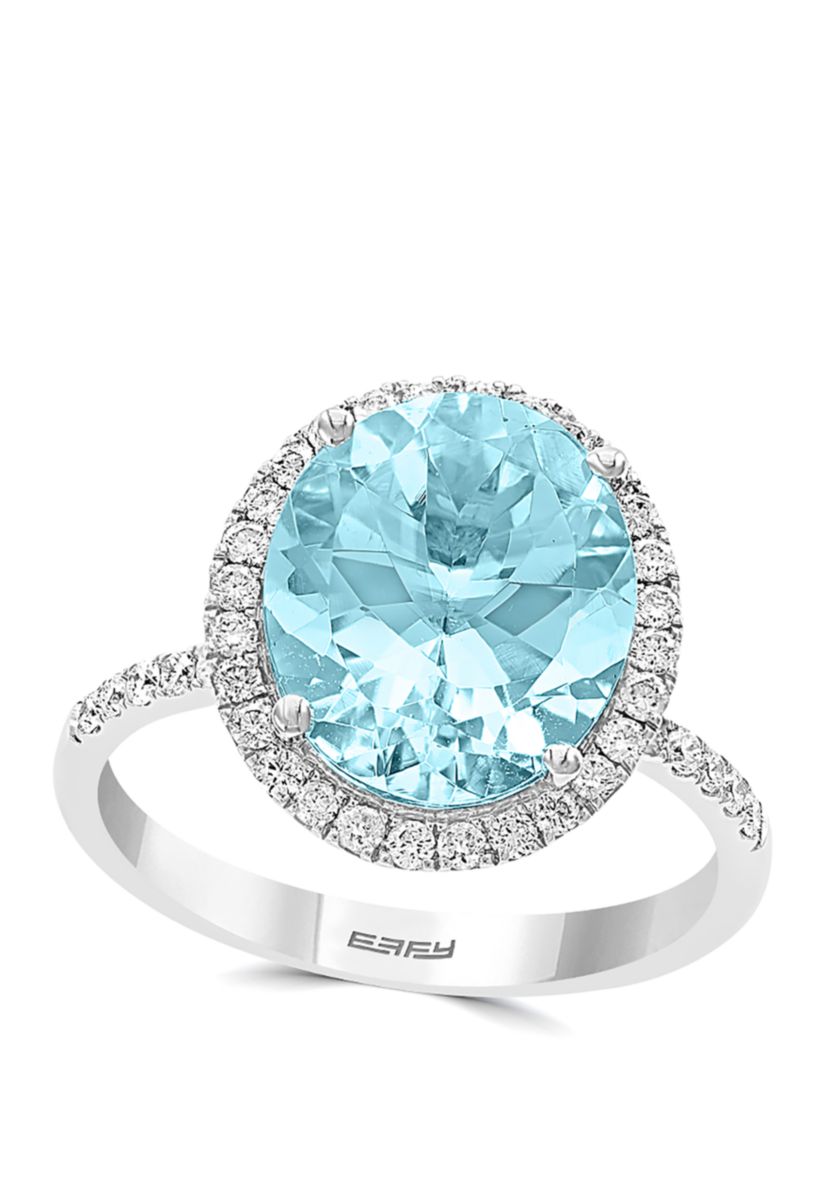 1.4 ct. t.w. Aquamarine and 3/8 ct. t.w. Diamond Ring in 14k White Gold