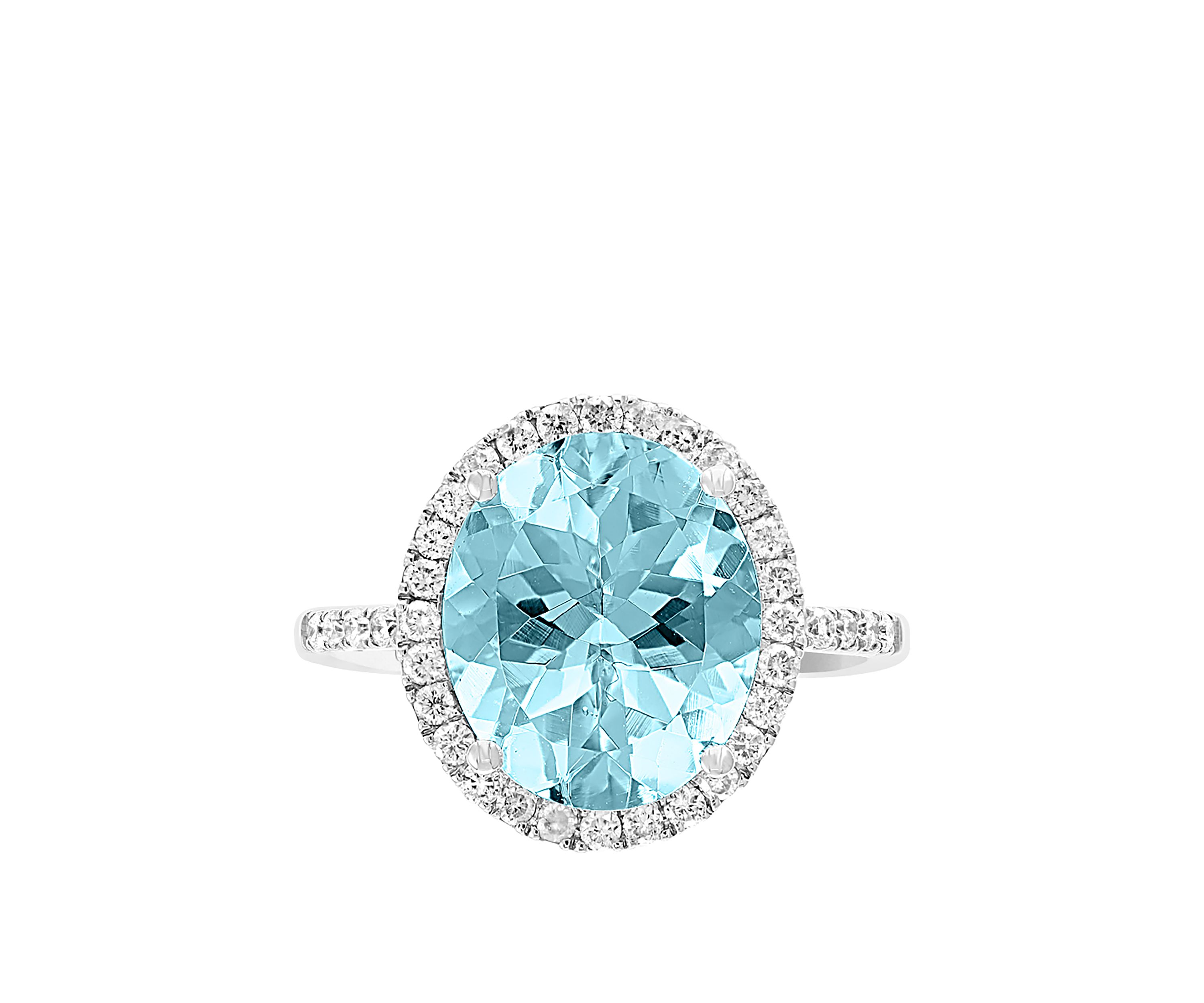1.4 ct. t.w. Aquamarine and 3/8 ct. t.w. Diamond Ring in 14k White Gold