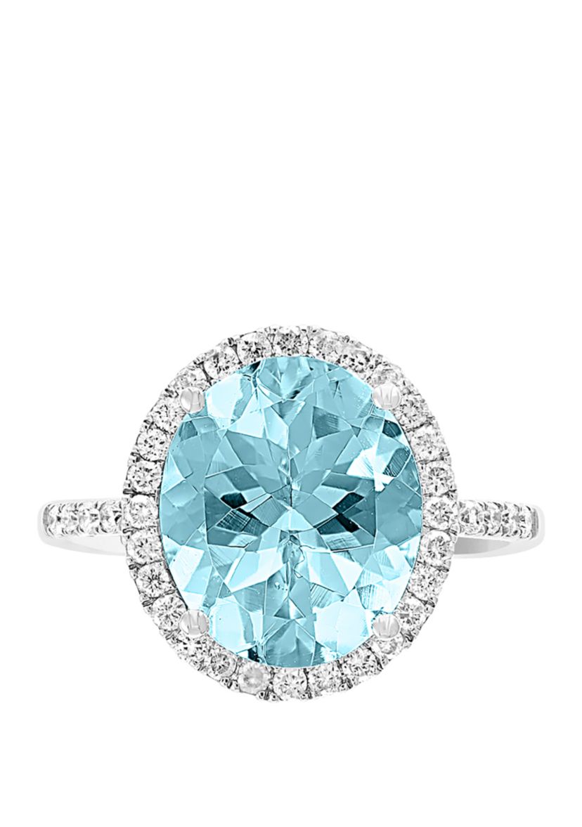 1.4 ct. t.w. Aquamarine and 3/8 ct. t.w. Diamond Ring in 14k White Gold