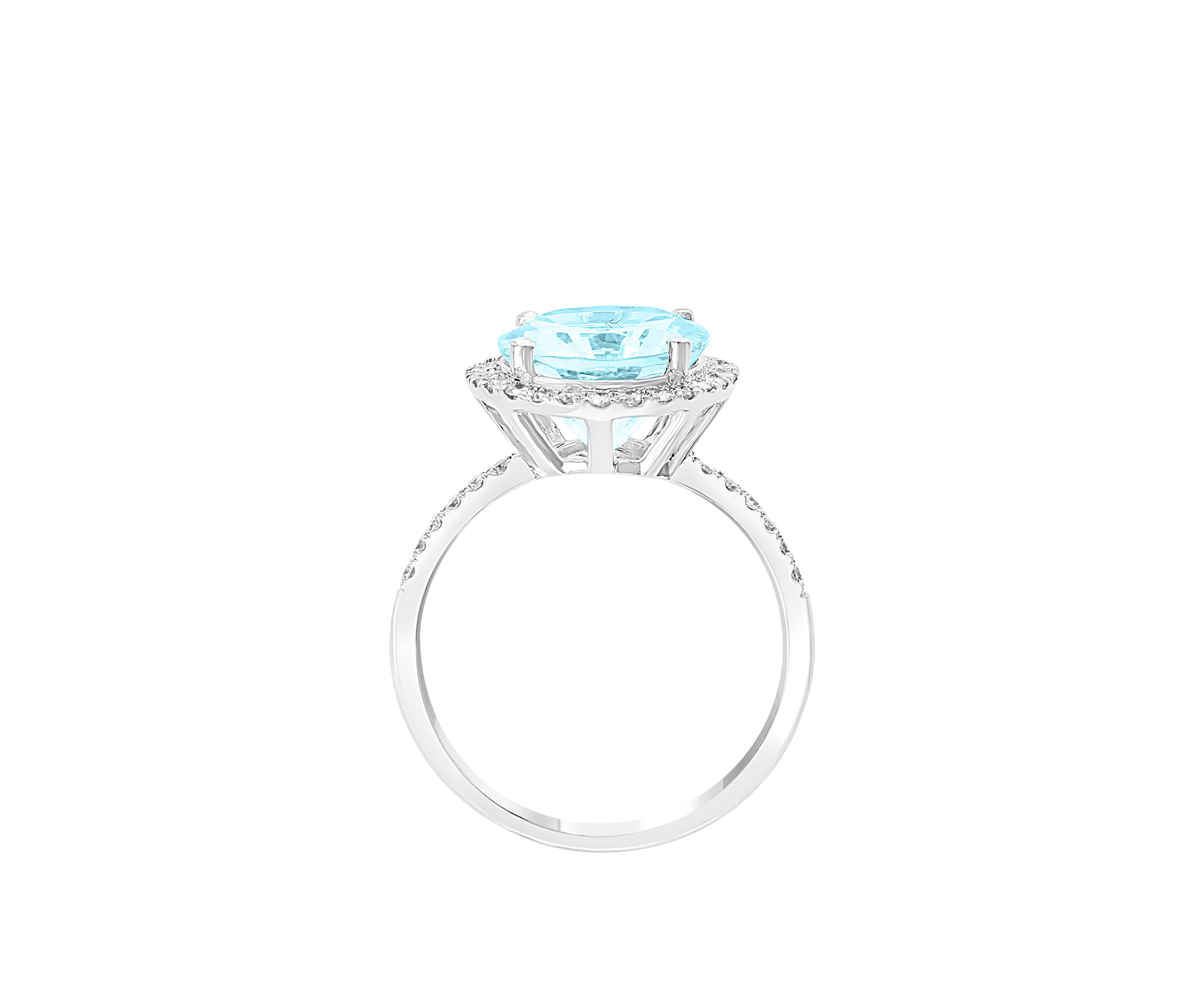 1.4 ct. t.w. Aquamarine and 3/8 ct. t.w. Diamond Ring in 14k White Gold