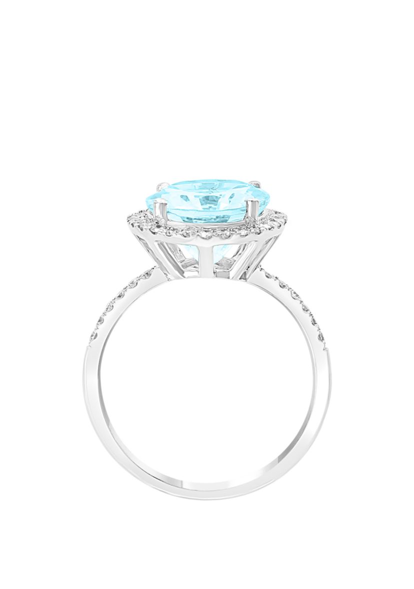 1.4 ct. t.w. Aquamarine and 3/8 ct. t.w. Diamond Ring in 14k White Gold